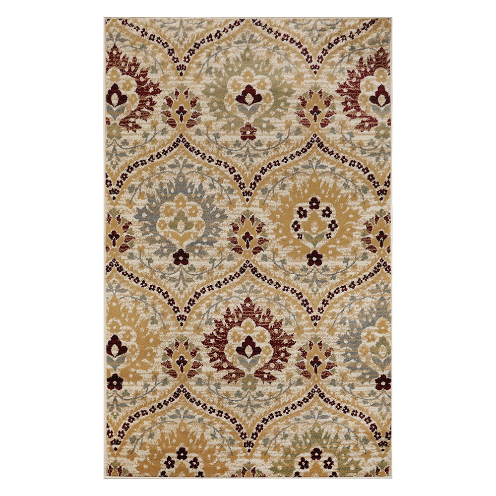 Superior 4X6RUG-AUGUSTA-CM 4 x 6 (ft) Polypropylene Camel Rectangular Indoor Floral/Botanical Mid-Century Modern Area rug