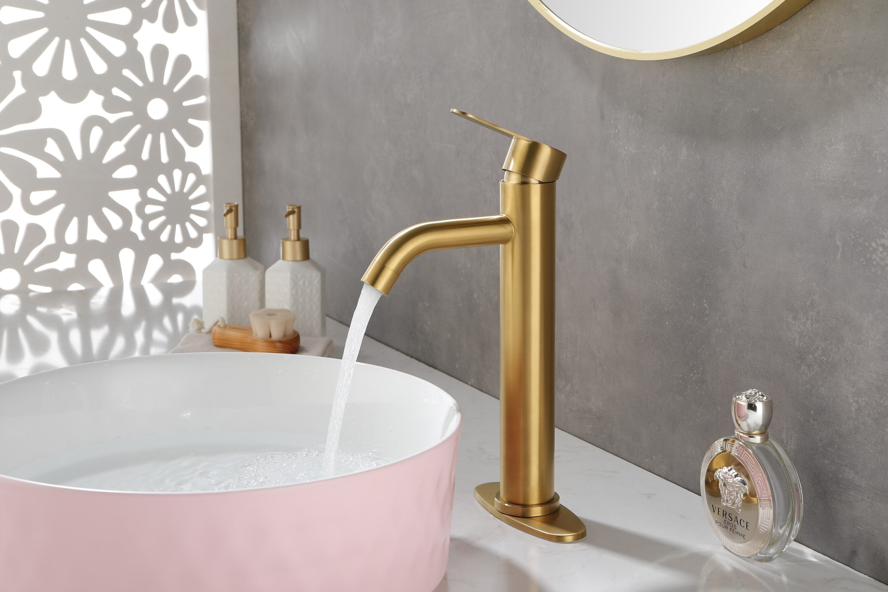 Brushed Gold Stainless Steel Single Handle Waterfall Faucet