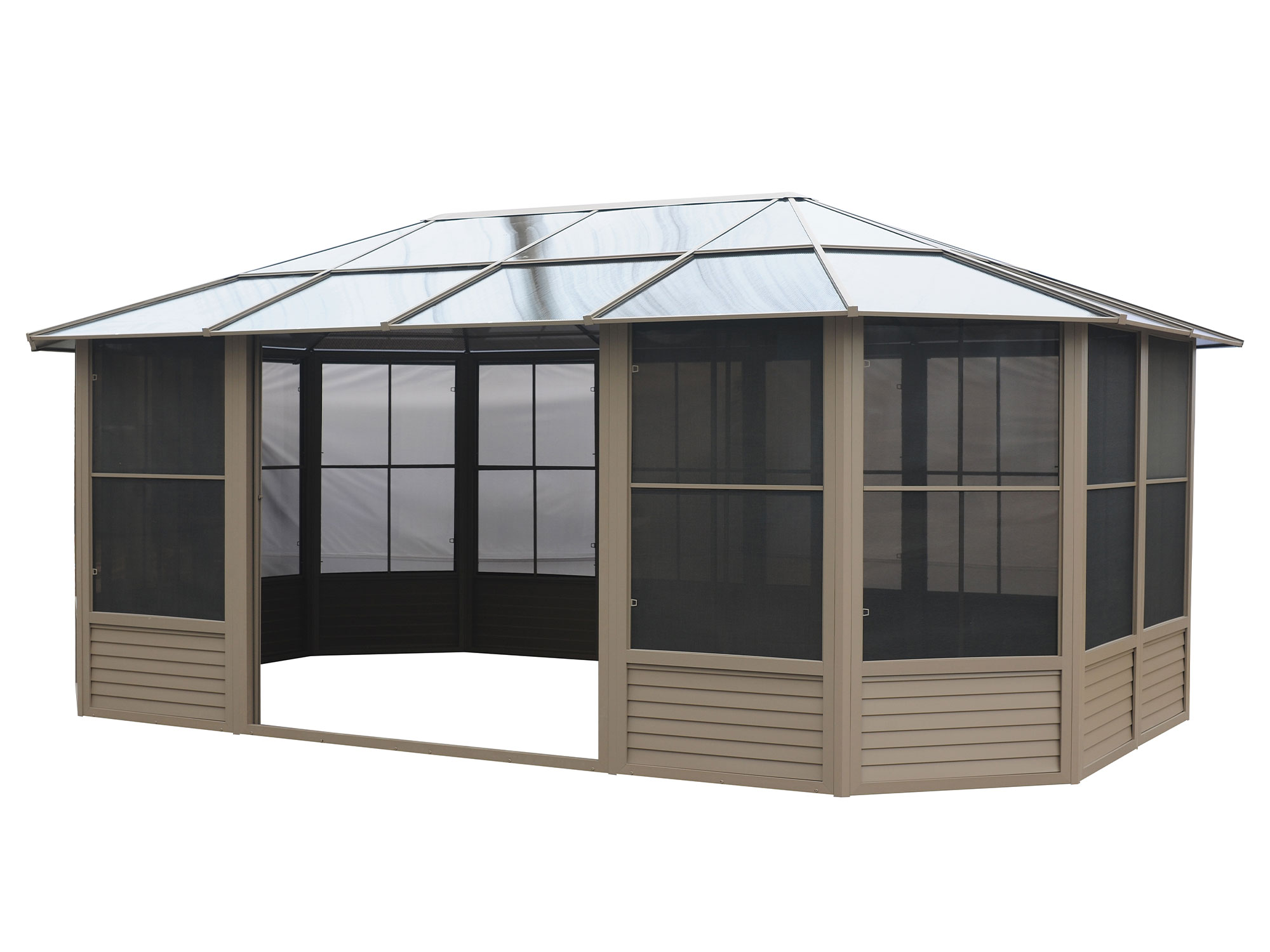 Gazebo Penguin 18-ft x 12-ft Florence Solarium Octagon Sand Metal ...