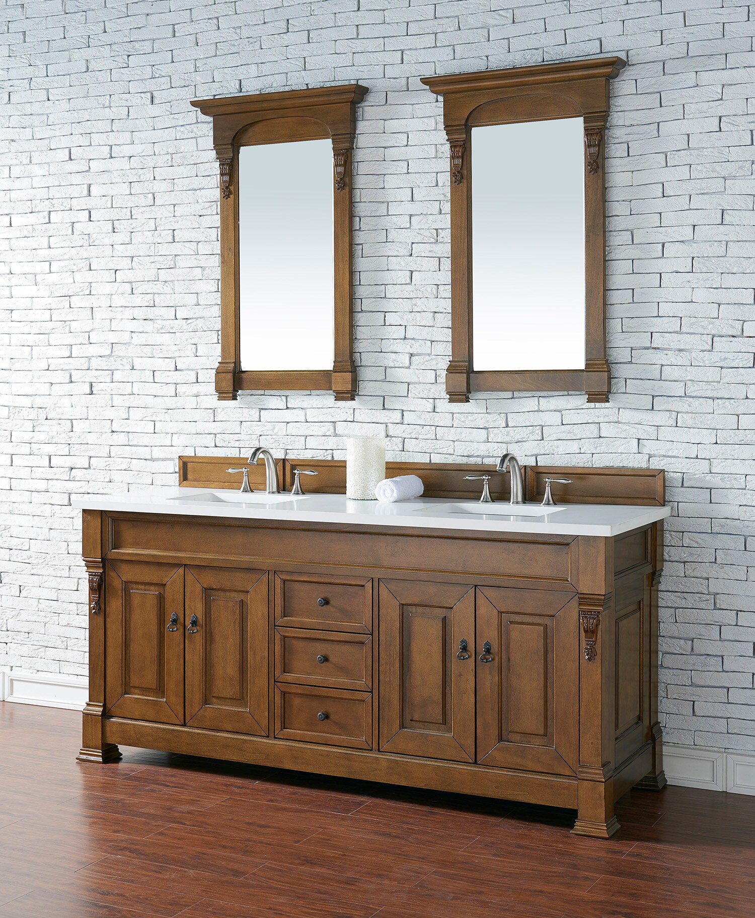 James Martin Vanities Brookfield 72-in Country Oak Undermount Double ...