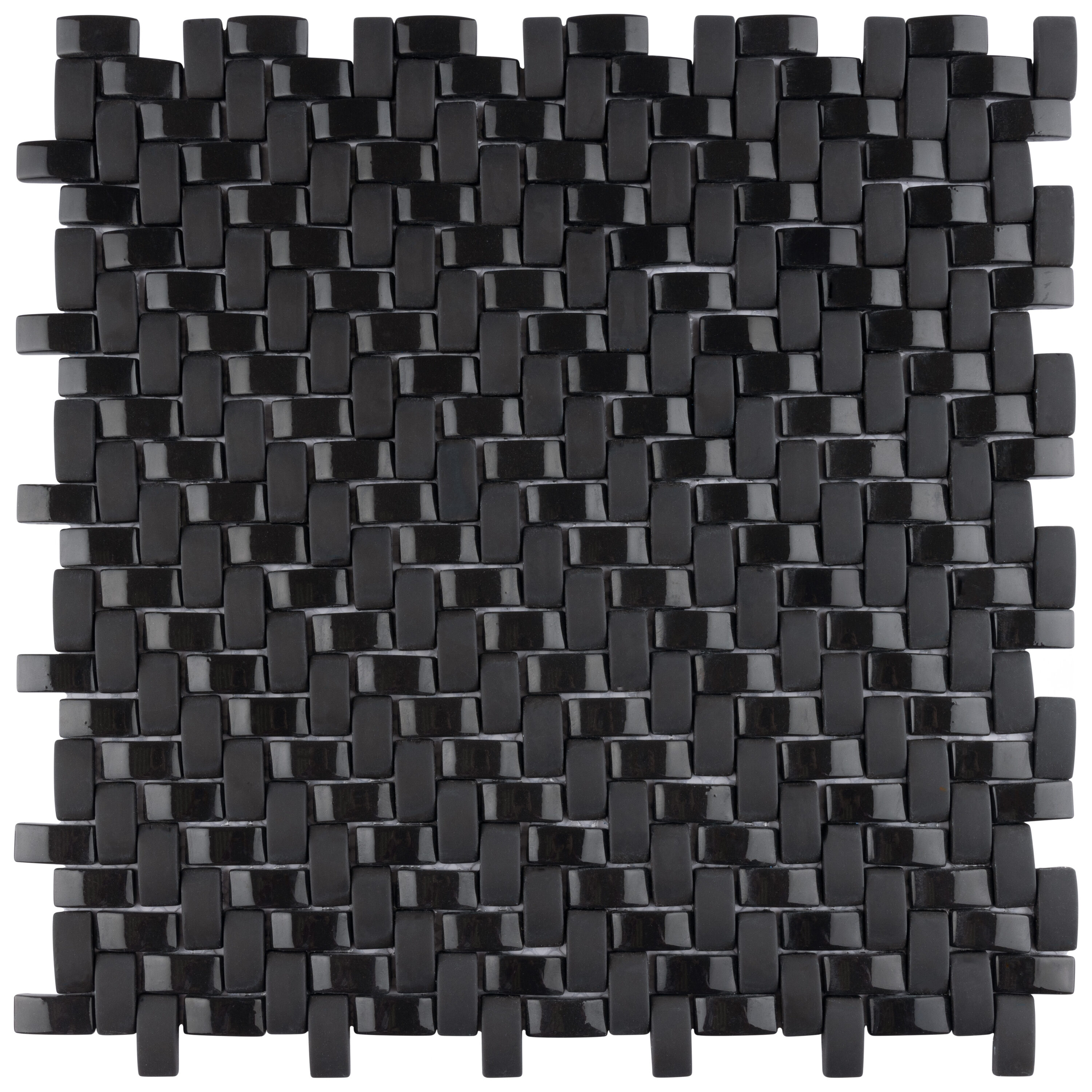 Affinity Tile S1FASEWVBK Sample - Expressions Weave Black 6-in x 6-in Multi-finish Glass Floor and Wall Tile