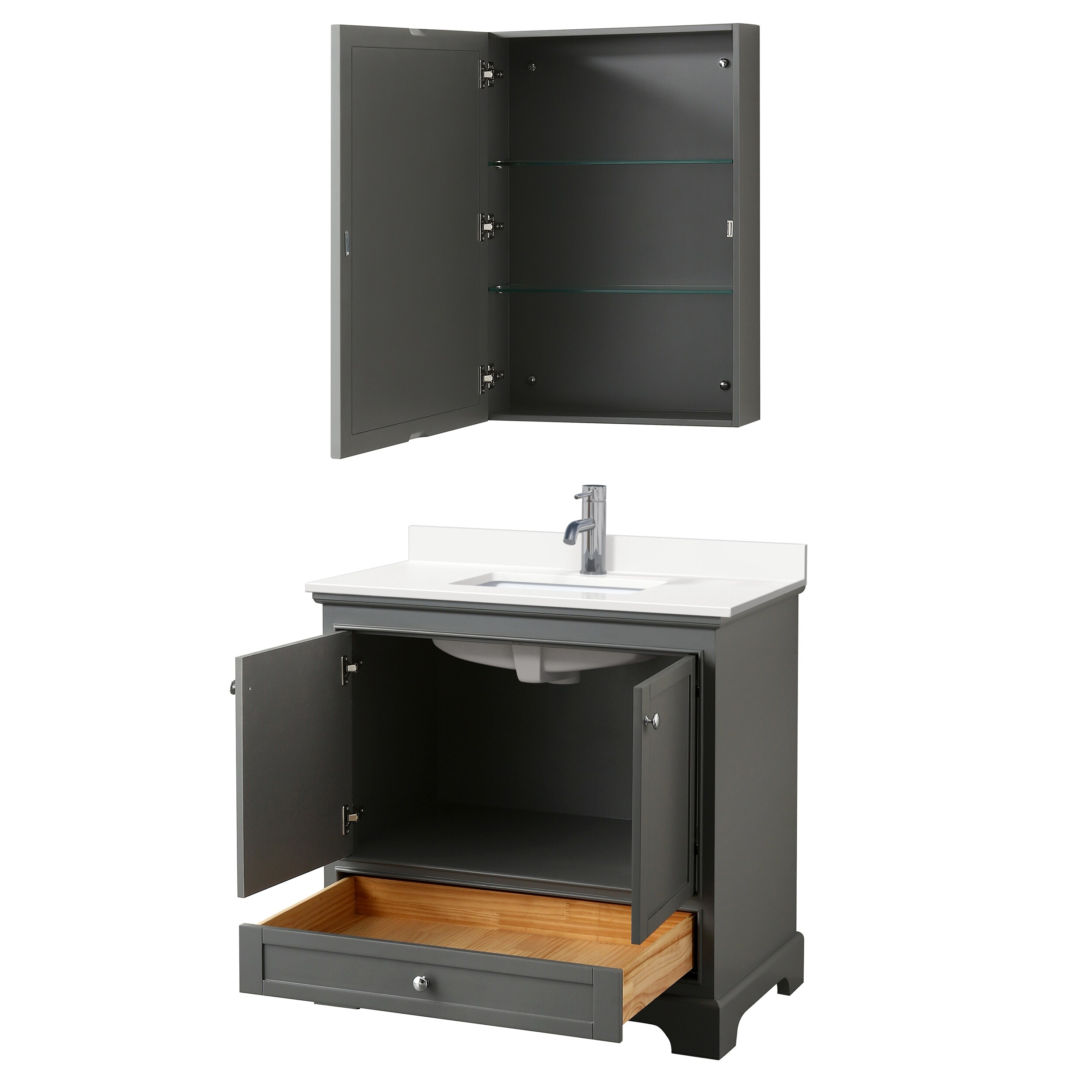 Wyndham Collection WCS202036SKGWQUNSMED Bath-Vanity-Combo - View #2