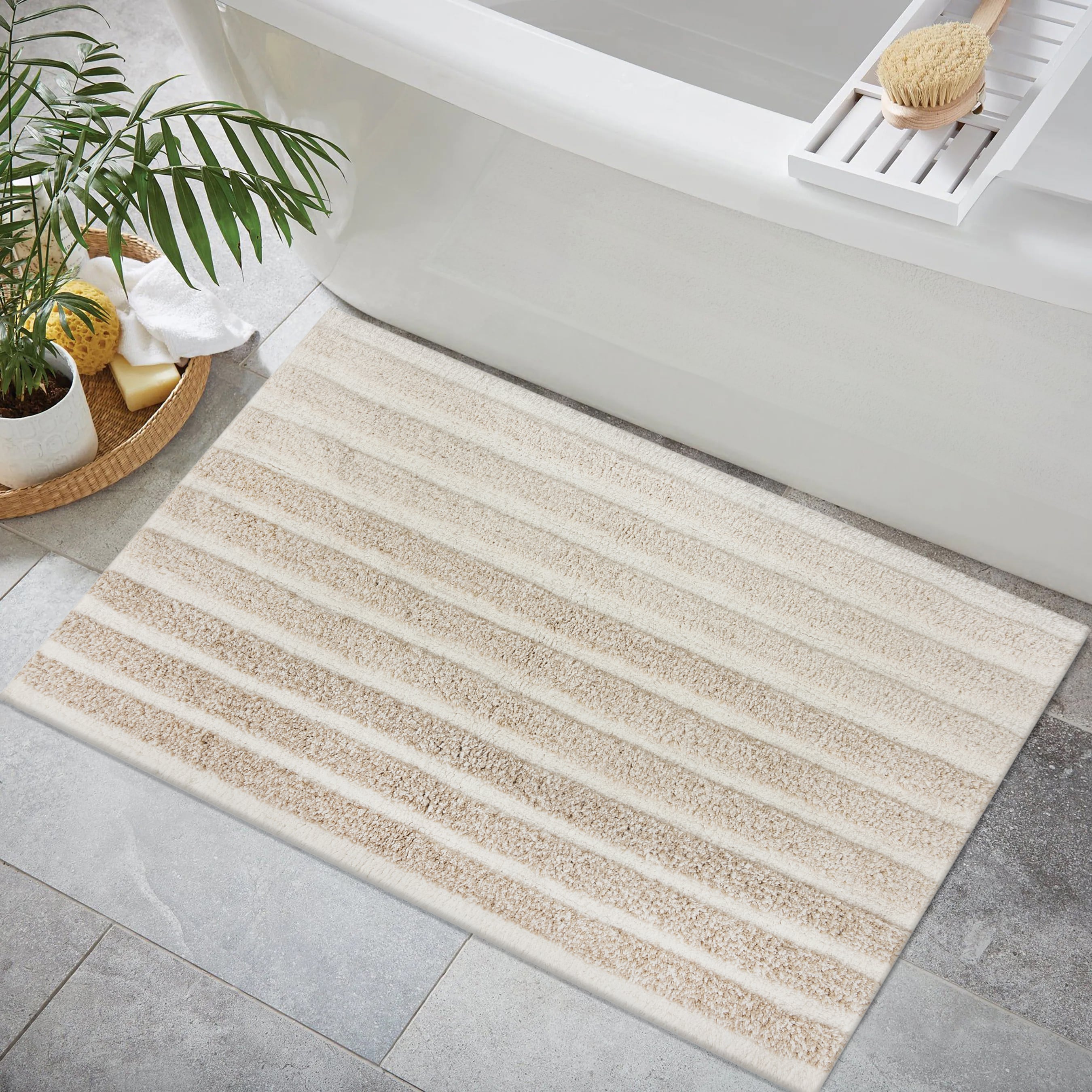Style Selections 31844 20-Inches x 30-Inches Tan Cotton Bath rug