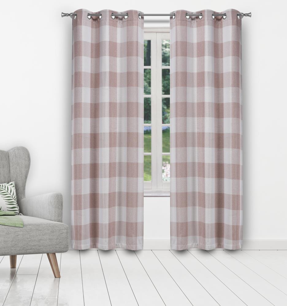 Duck River Textile AARO 16153D=12 96-Inches Blush Geometric Blackout Standard lined Grommet Curtain panel pair