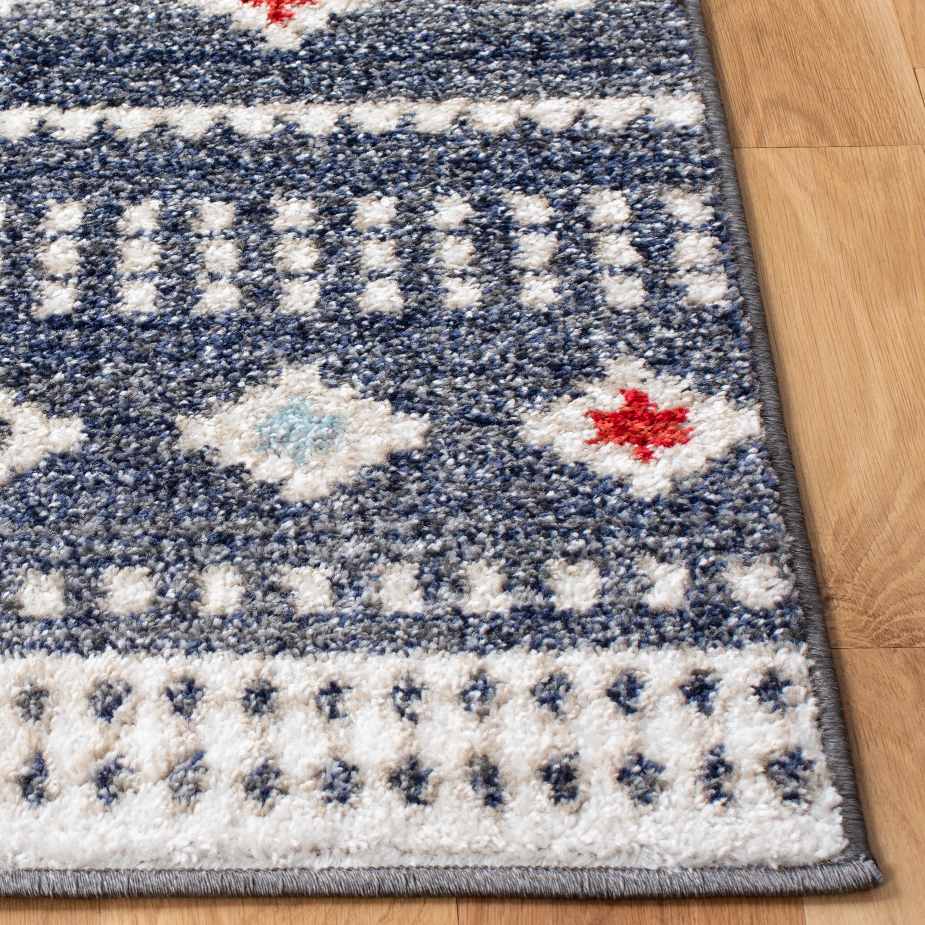 Gray and Beige Synthetic Runner Rug 2'6" x 8'