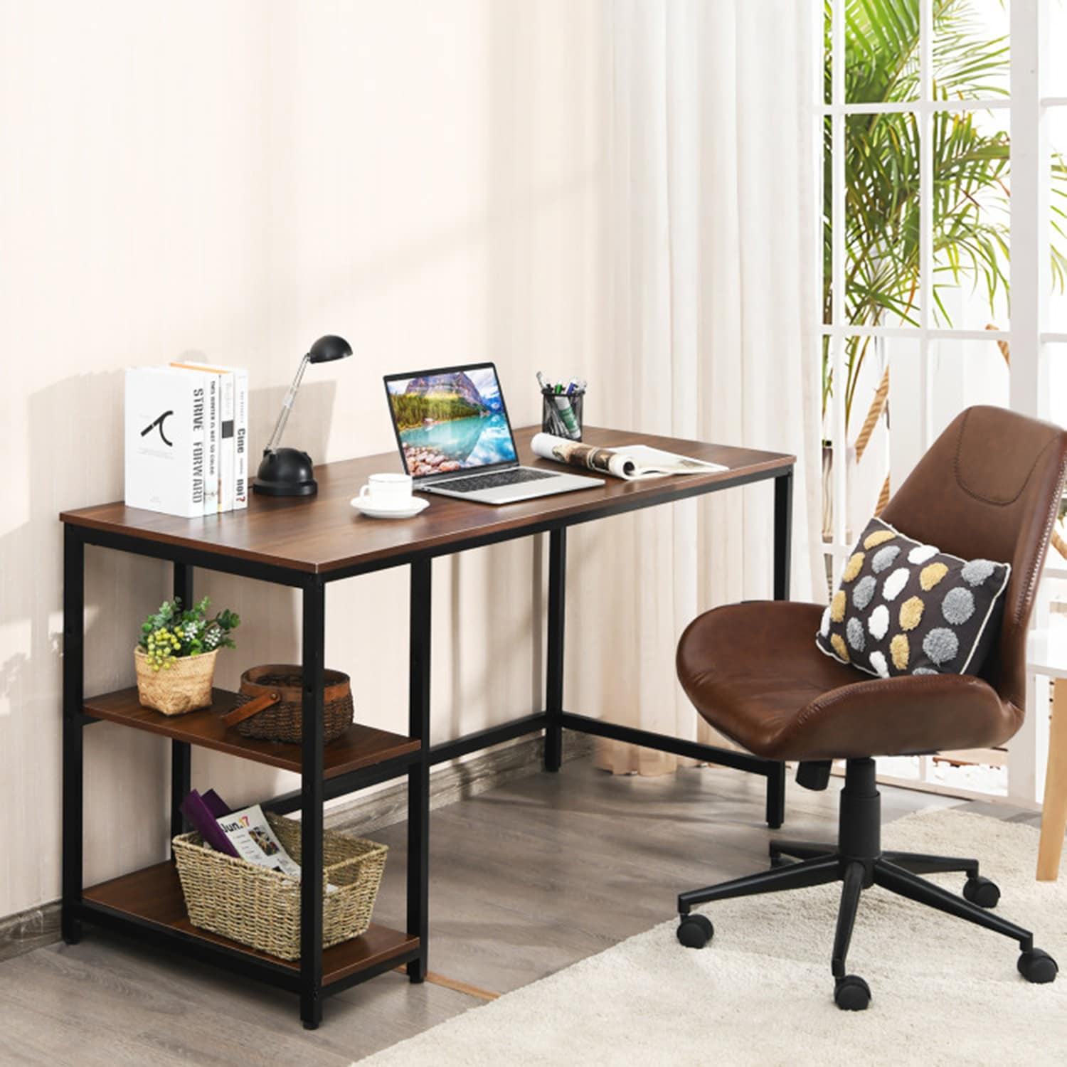 Mondawe MO-HW65973WT-L 24-in Brown Modern/Contemporary Computer desk