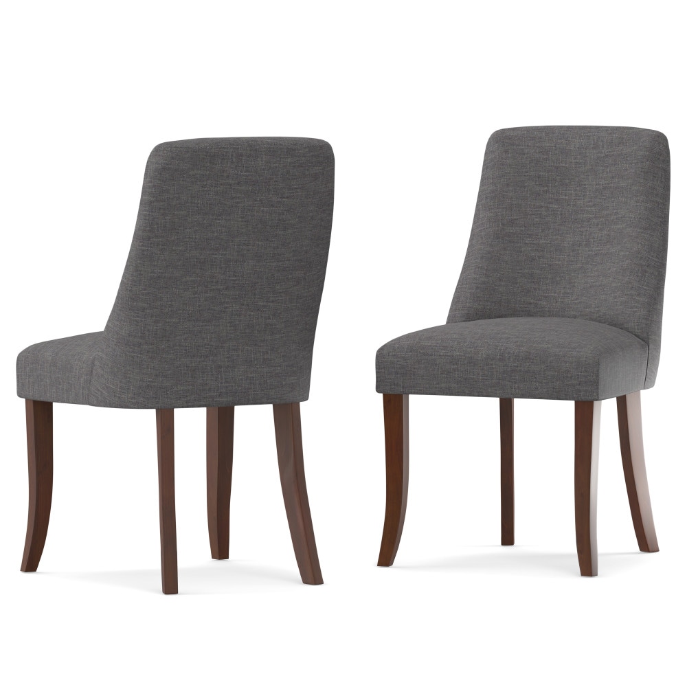 Simpli Home AXCDCHR-007-SGL Set of 2 Walden Contemporary/Modern Linen Upholstered Dining Side Chair (Wood Frame)