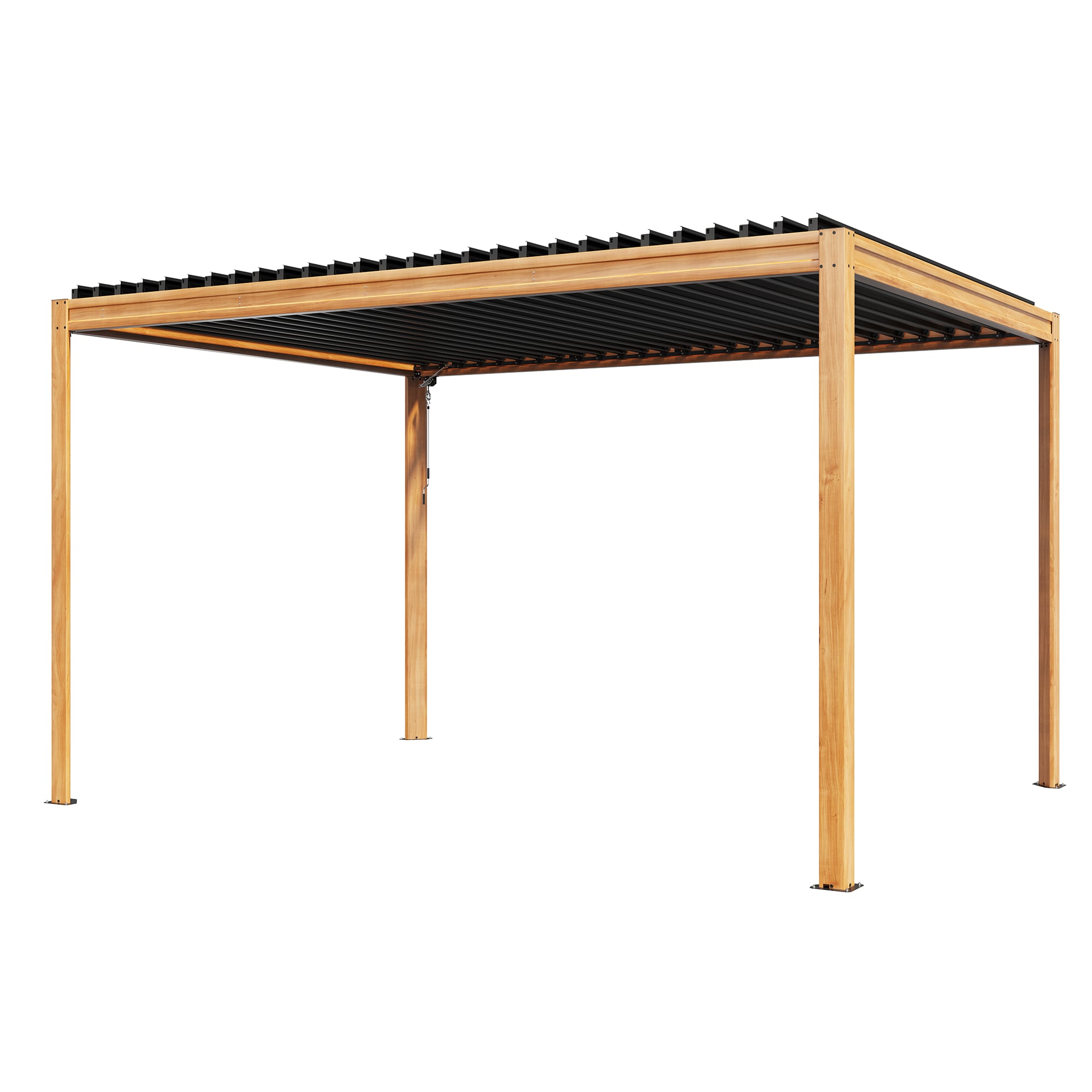 Mondawe MD-LGMF1631A 10-ft W x 13-ft L x 7-ft 8-in H Wood-looking Metal Freestanding Pergola with Canopy