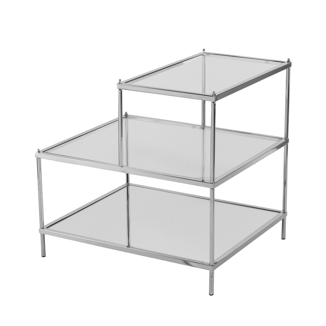 HomeRoots 4000402268 20.5-in W x 23.75-in H Silver Glass Rectangular Modern End Table Assembly Required