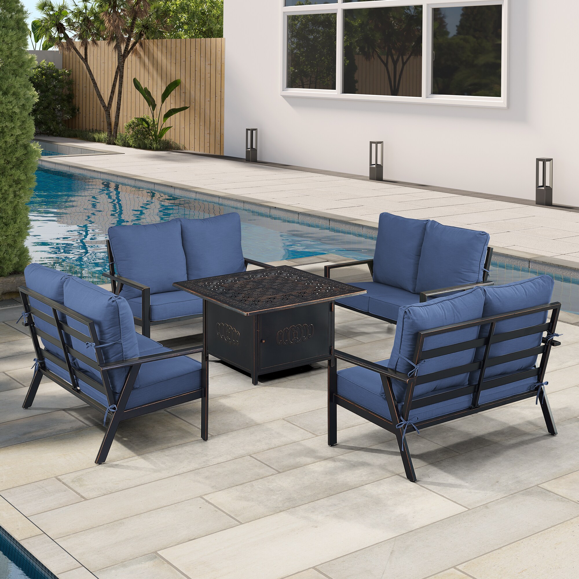 Oakland Living LUX4LSRONINBLCUA Patio-Conversation-Sets - View #3