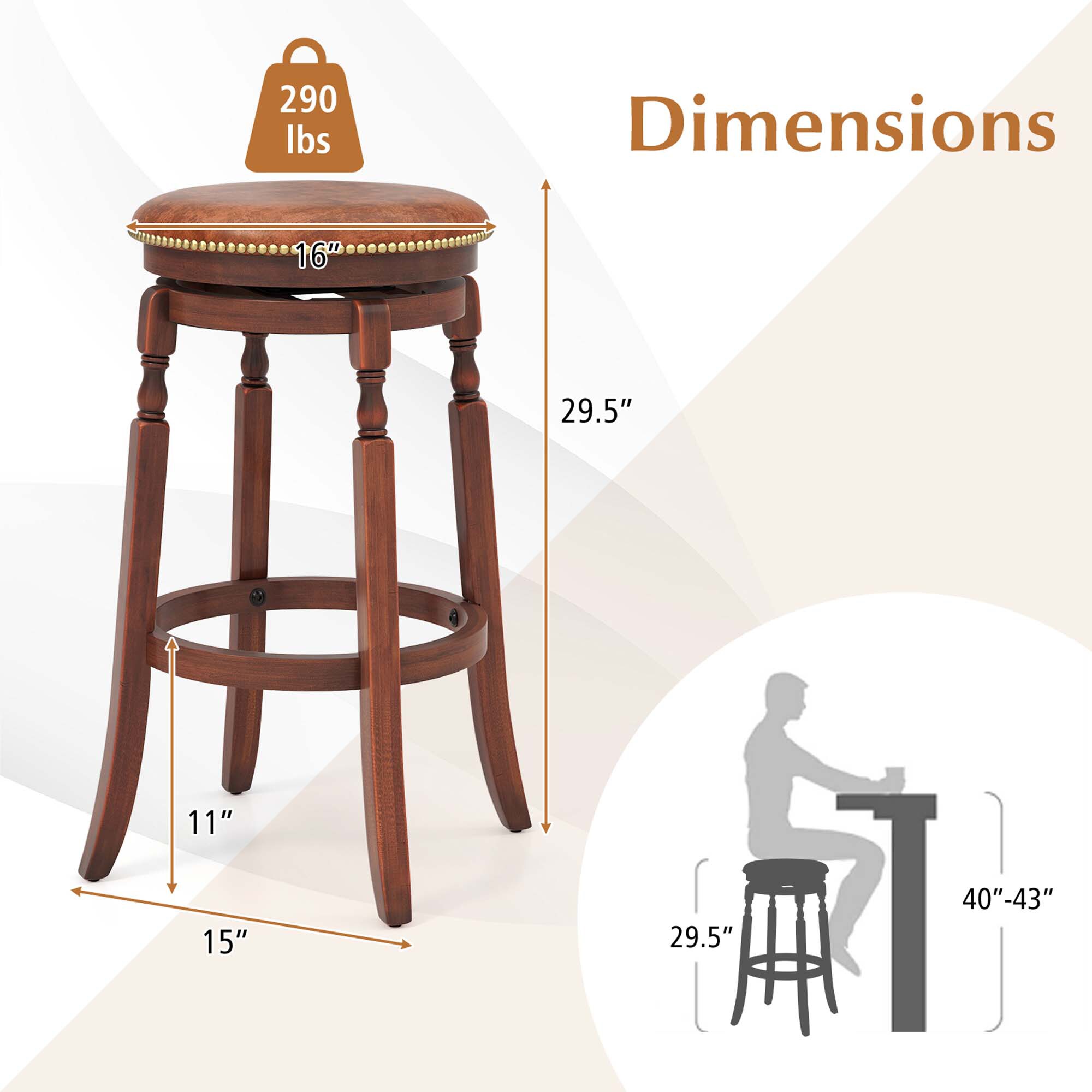 Costway HCST01518 stools - View #2