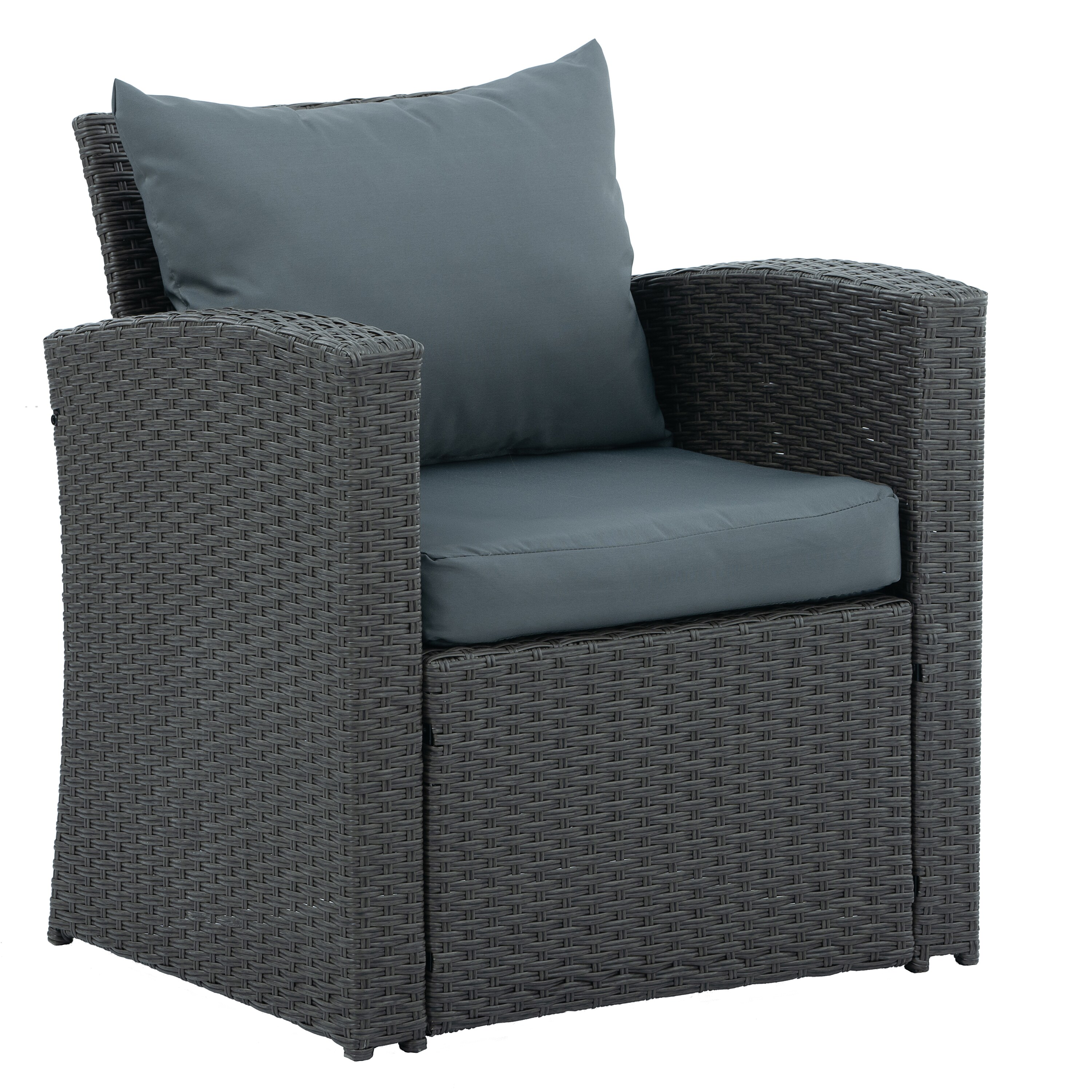 Mondawe 4-Piece Rattan Patio Conversation Set with Gray Cushions in the ...