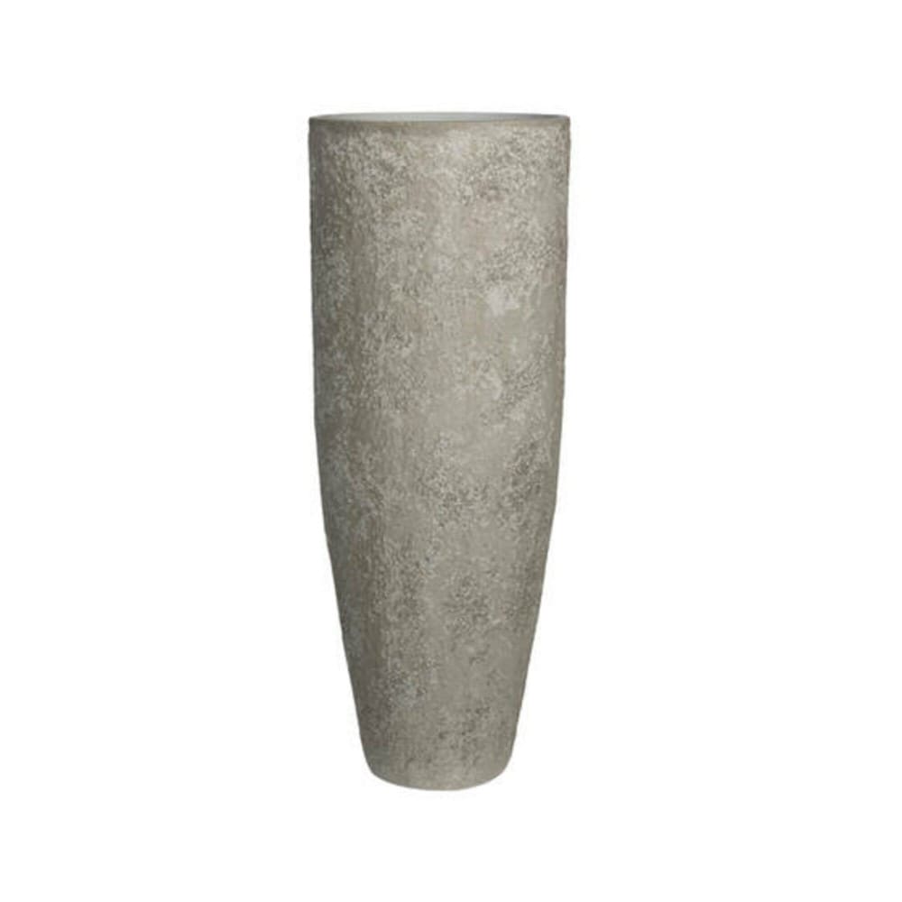 Pottery Pots R1043-97-18 Round 15.75-in W x 38.19-in H x White Stone Indoor/Outdoor Planter