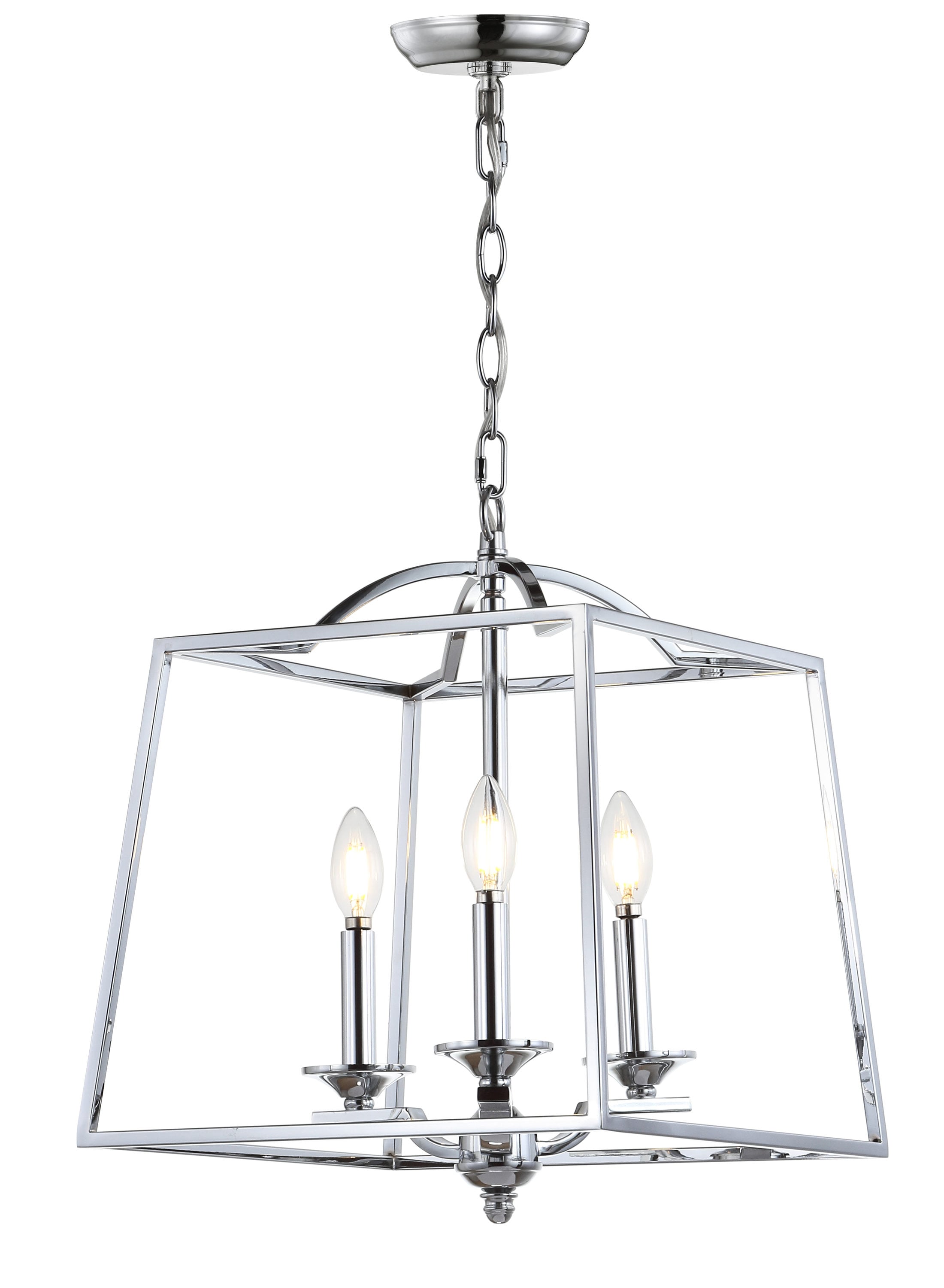 Chrome 14.5" 3-Light LED Pendant with Drum Shade