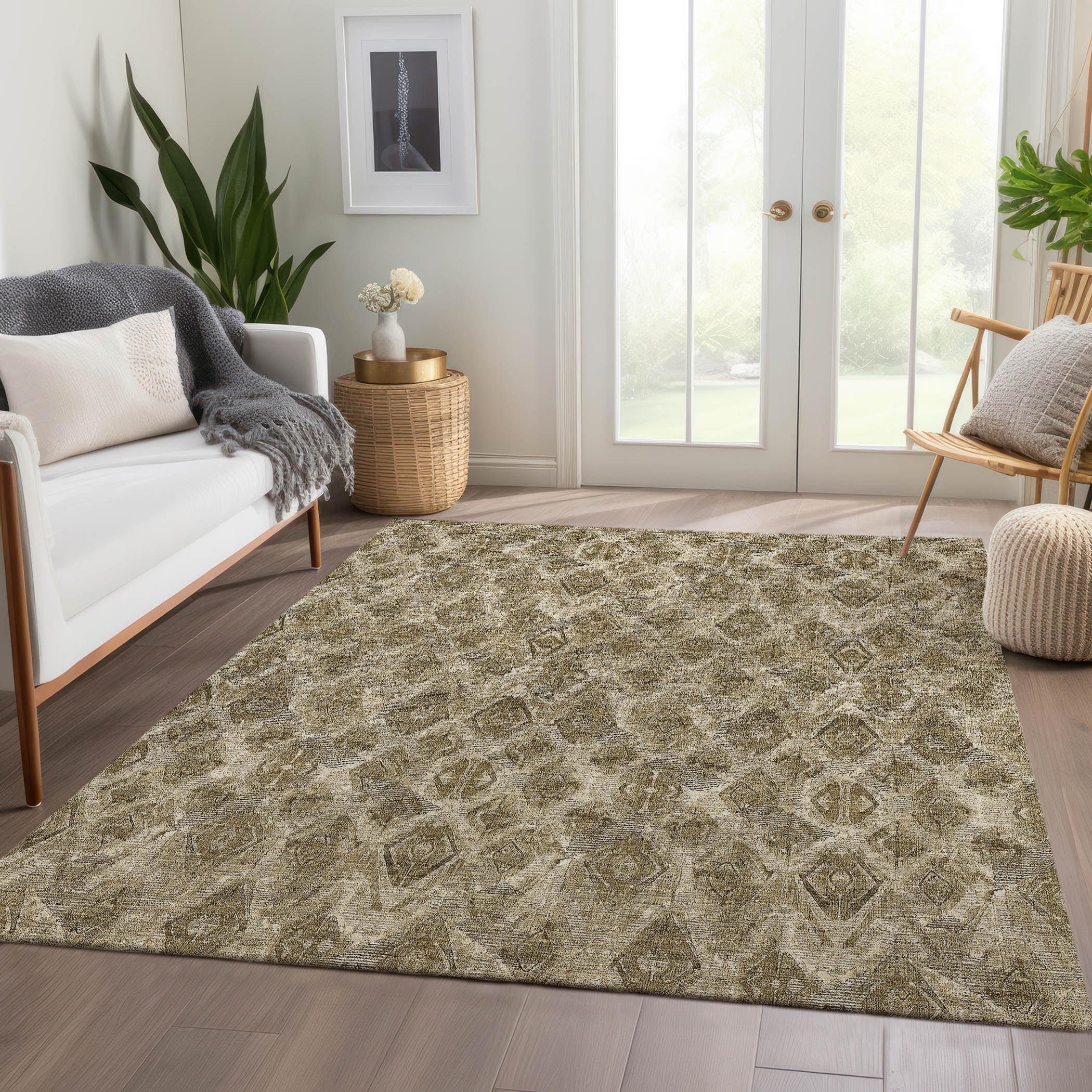 Addison Rugs ACN622MO30X46 Chantille ACN622MO 2 x 3 (ft) Polyester Mocha Rectangular Indoor/Outdoor Geometric Machine washable Area rug