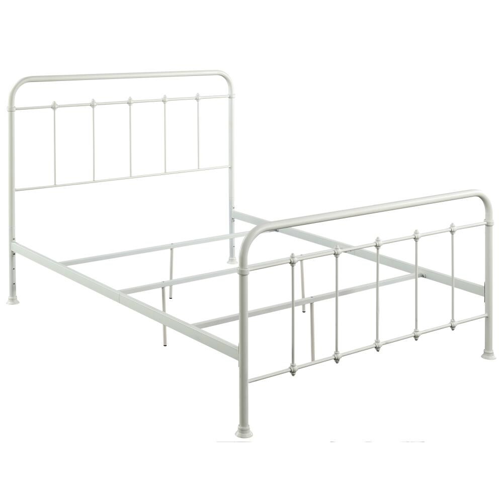 Homes Inside Out Twin Ford Metal Youth Bed Distressed Ivory IoHOMES ...