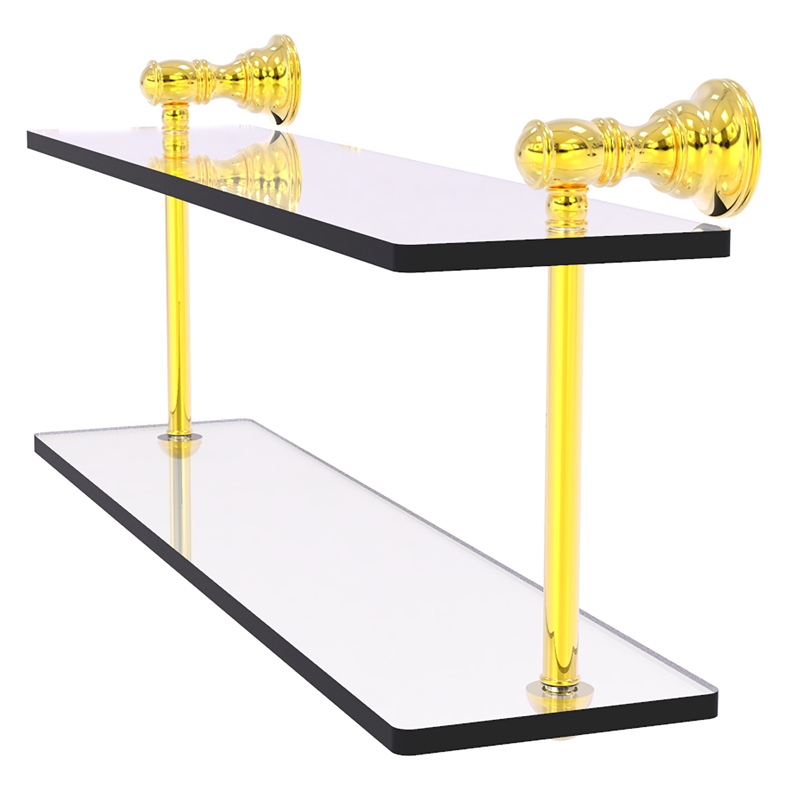 Allied Brass CL-2-16-PB Carolina Polished Brass 2 -Tier Wall mount Bathroom Shelf ( 16-in x 9.2-in x 5-in )