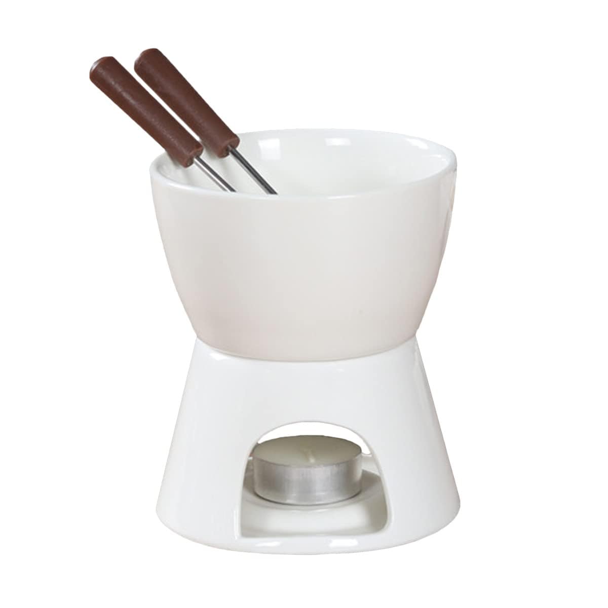 Aoibox -  Pure White Porcelain Chocolate Fondue Set 10 oz Small Capacity 4 Inch Wide Durable and ...