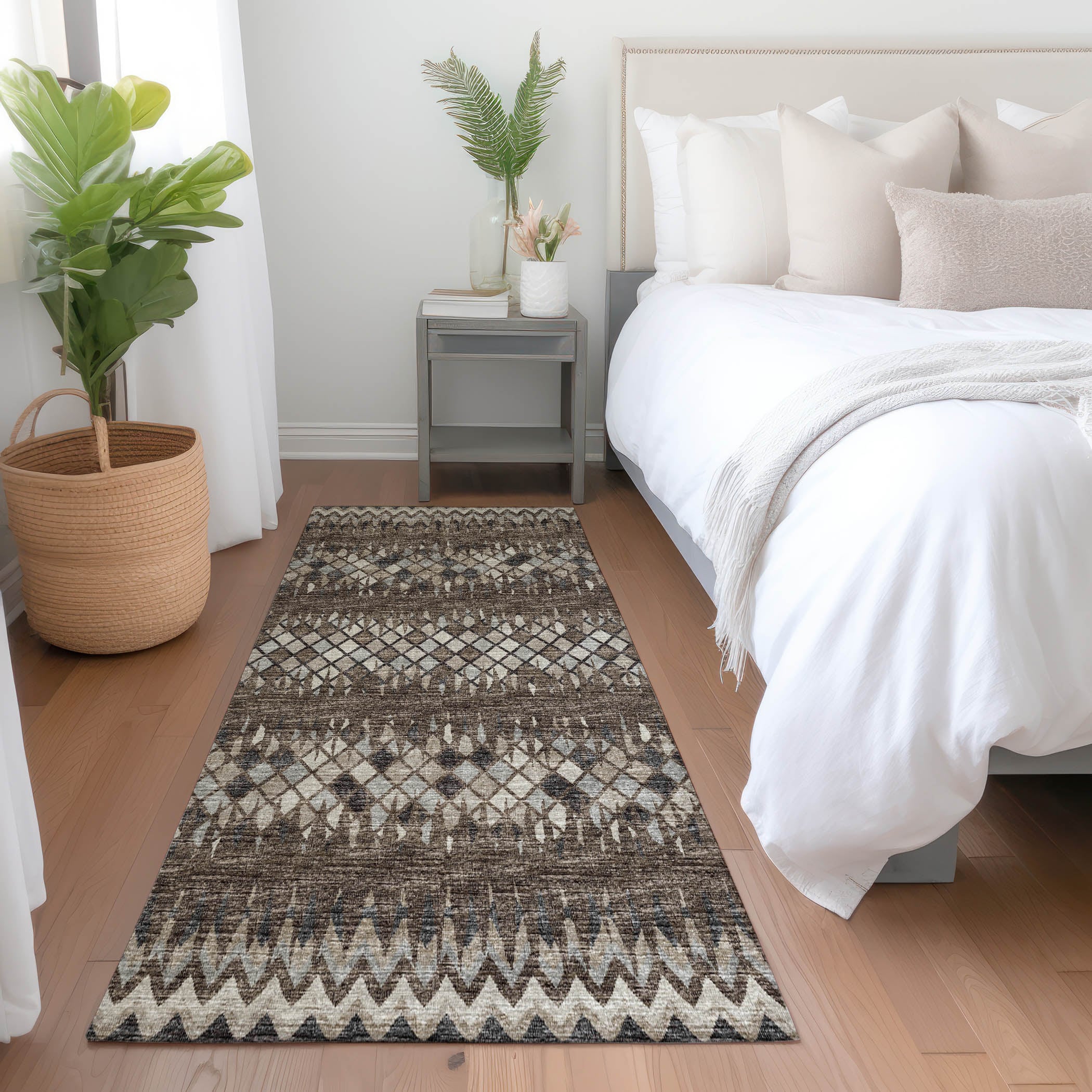 Addison Rugs AMF38BR2X8 Mayfield AMF38BR 2 x 7 (ft) Loomed Polyester Brown Rectangular Indoor Abstract Machine washable Runner rug