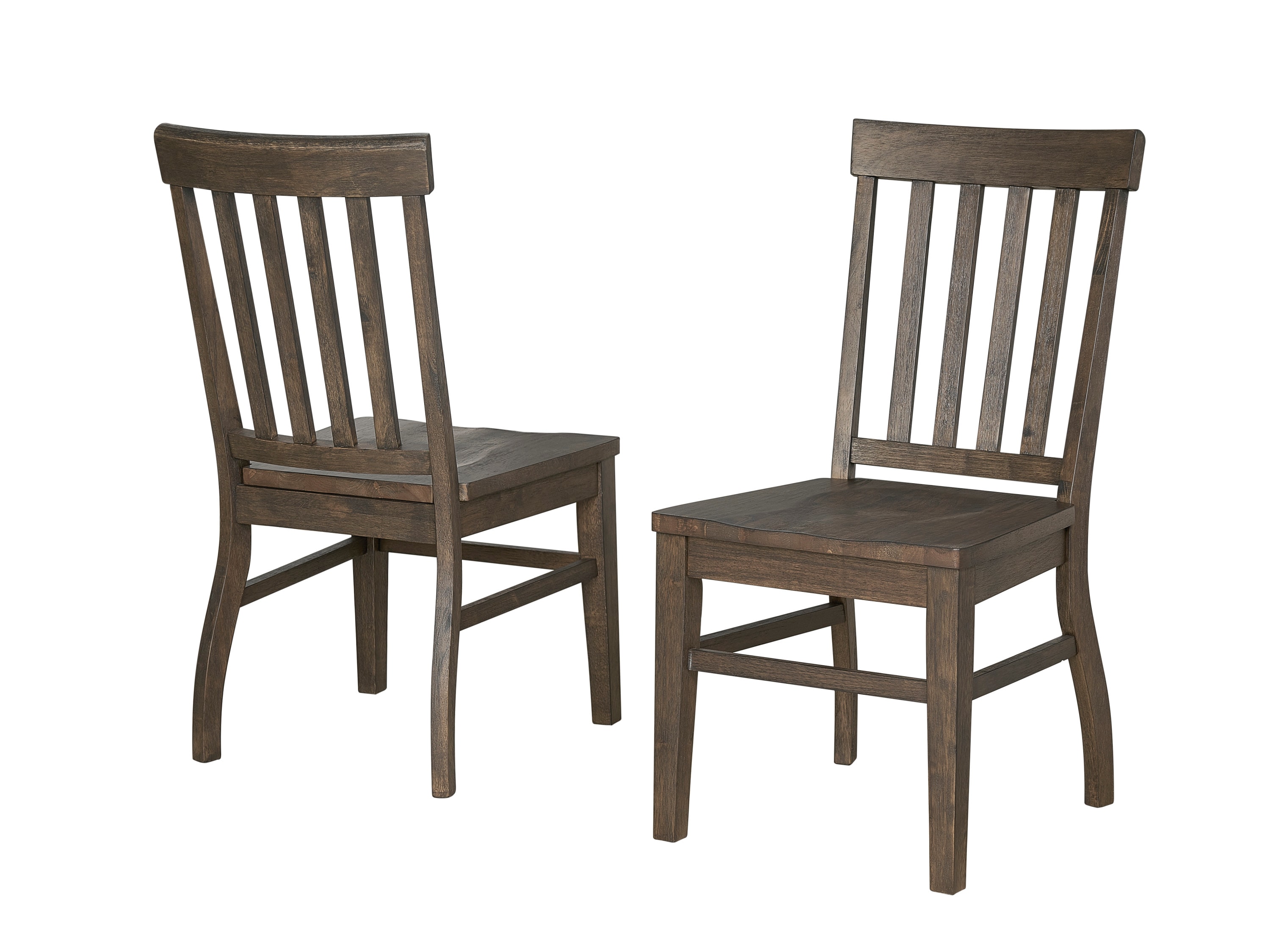 Set of 2 Dark Oak High Slat Back Side Chairs
