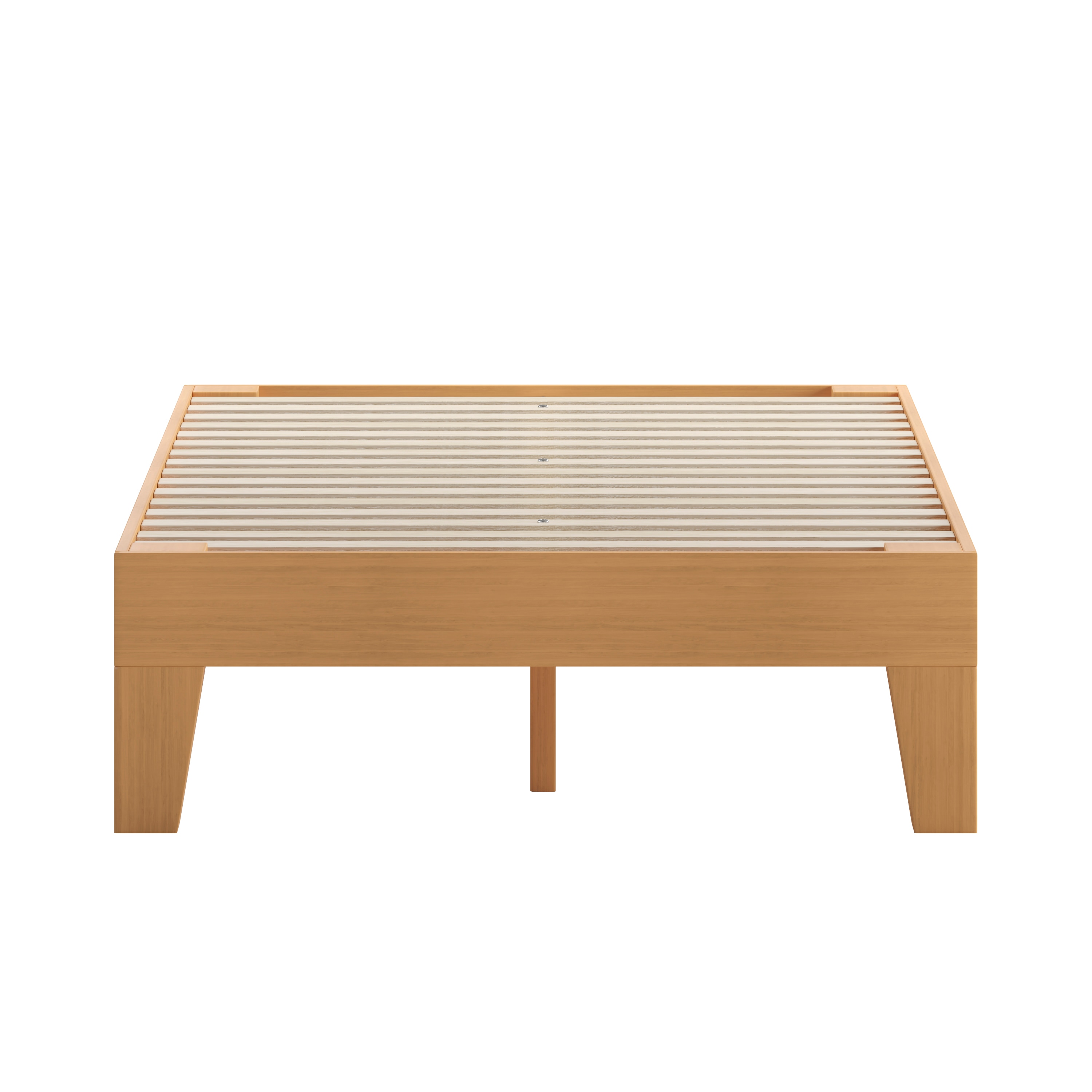 Twin Natural Pine Wood Platform Bed Frame with Slats