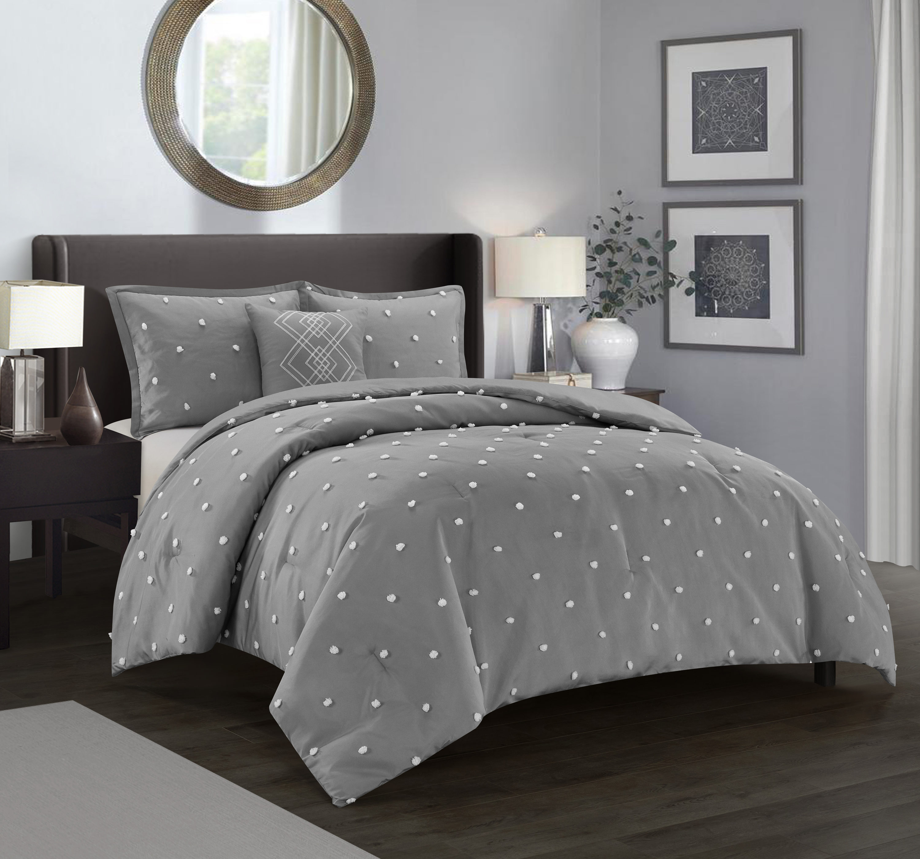 Nanshing DAPHNE4-TW-GREY 3 -Piece Multi Twin/Twin XL Comforter Set