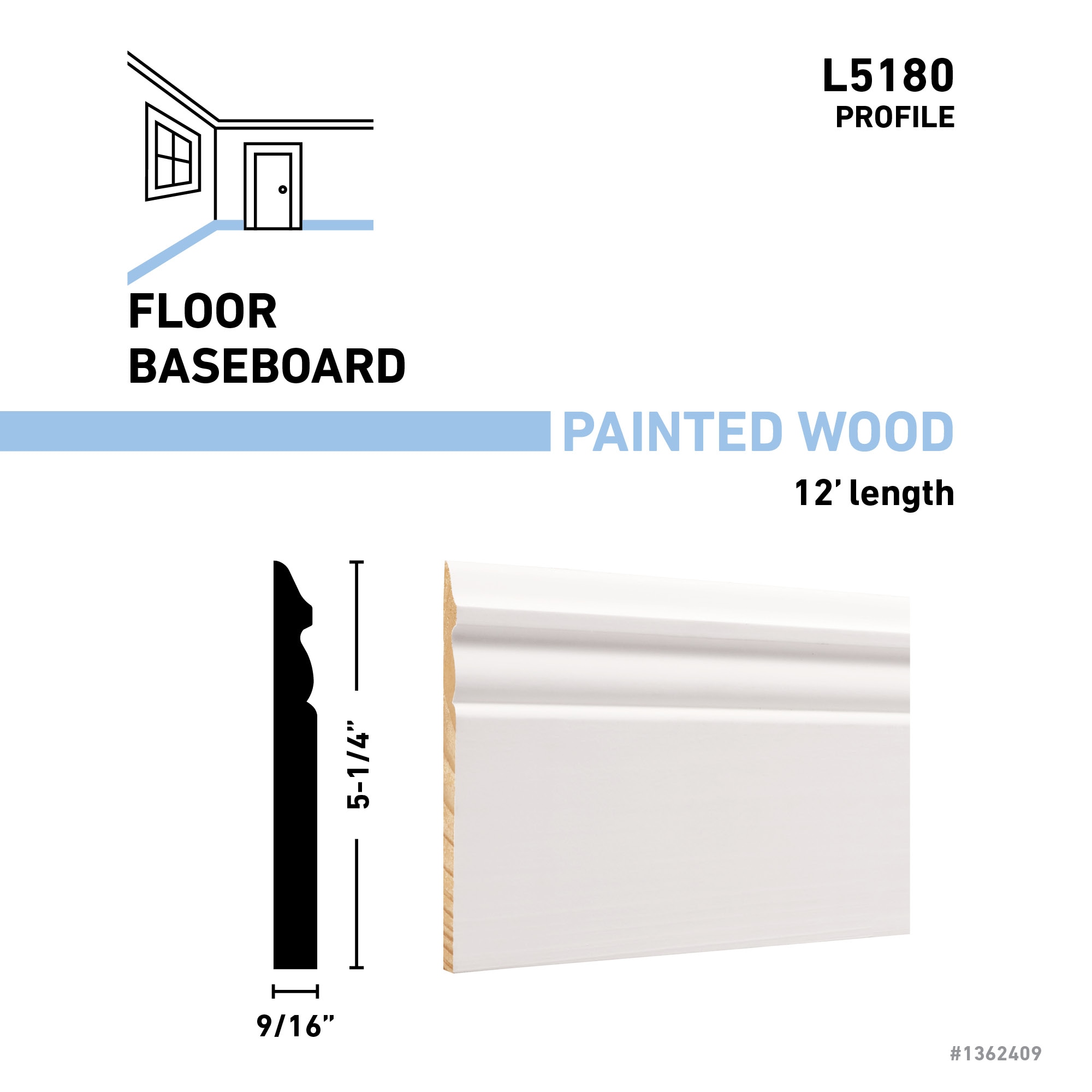 allen + roth L518012FJPWH Baseboard-Moulding - View #3