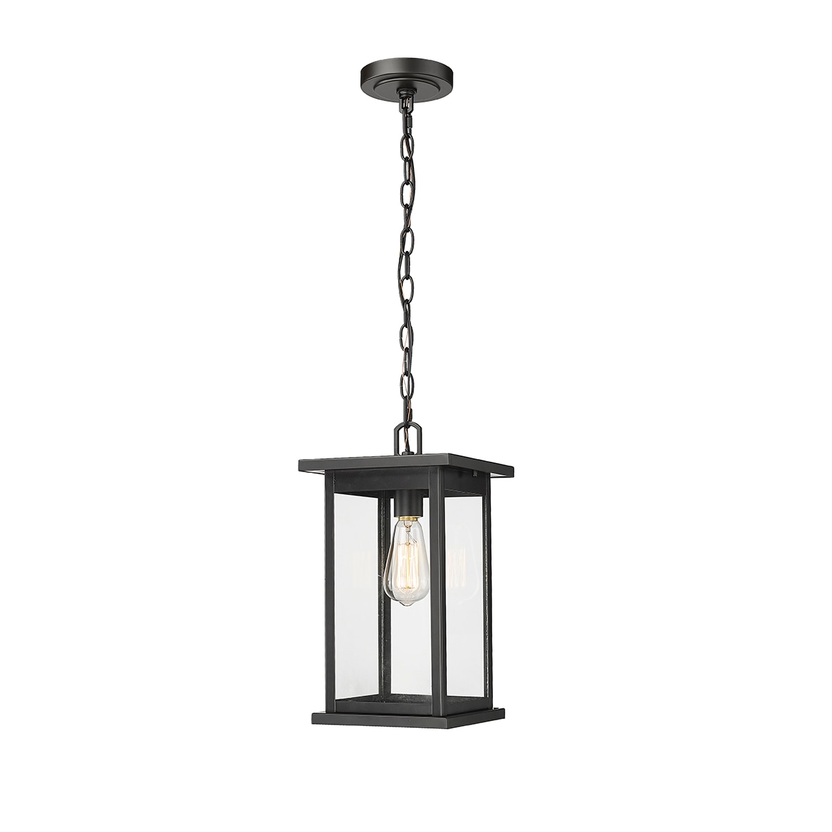 Millennium Lighting 4123-PBK Bowton Powder Coat Black Transitional Clear glass Geometric Mini Indoor/Outdoor Hanging Pendant light