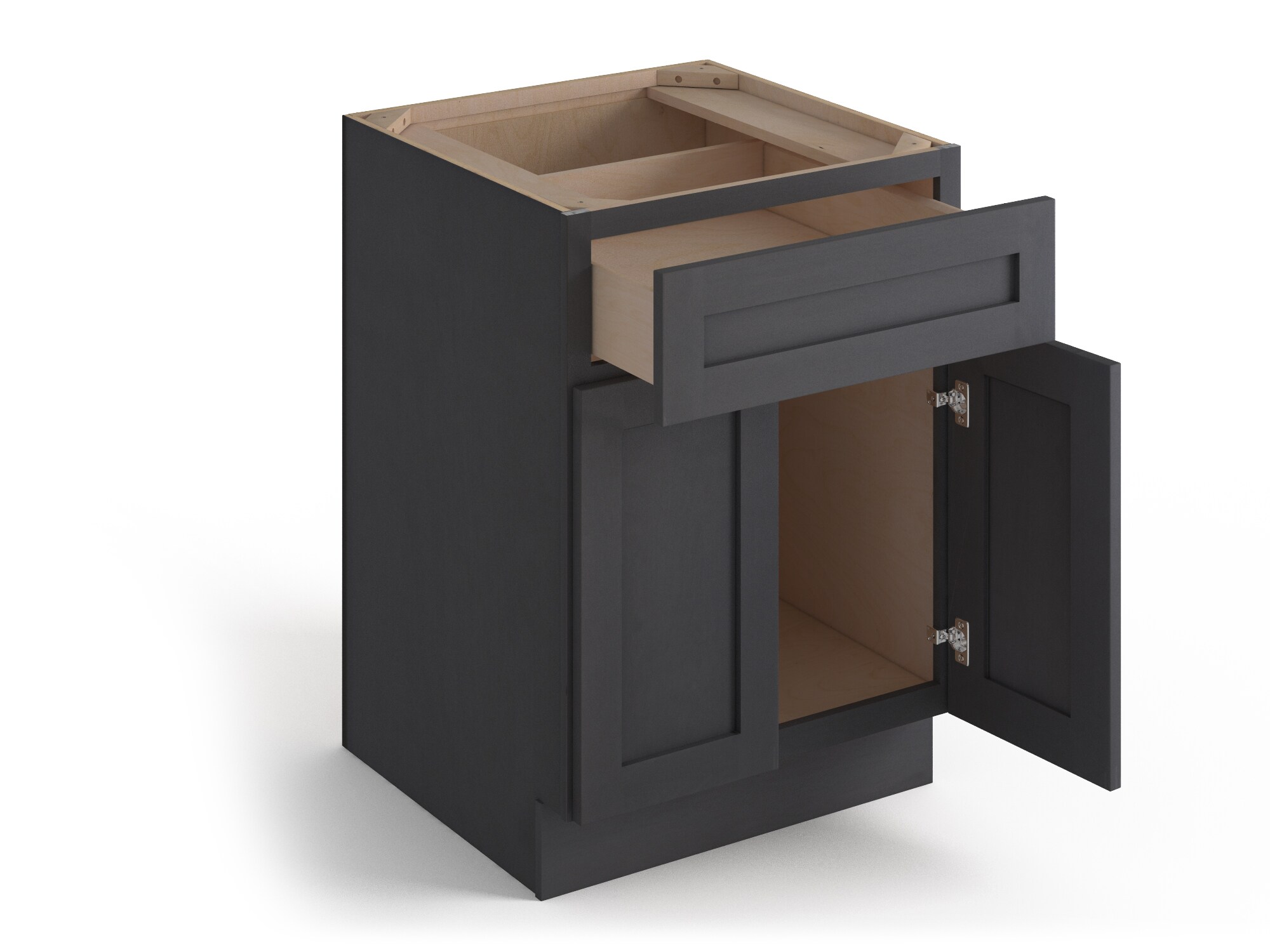 Valleywood Cabinetry 33-in W x 34.5-in H x 24-in D Ideal Gray Birch 1-Drawer Base Ready To Assemble Plywood Cabinet (Flat Panel Shaker Style)