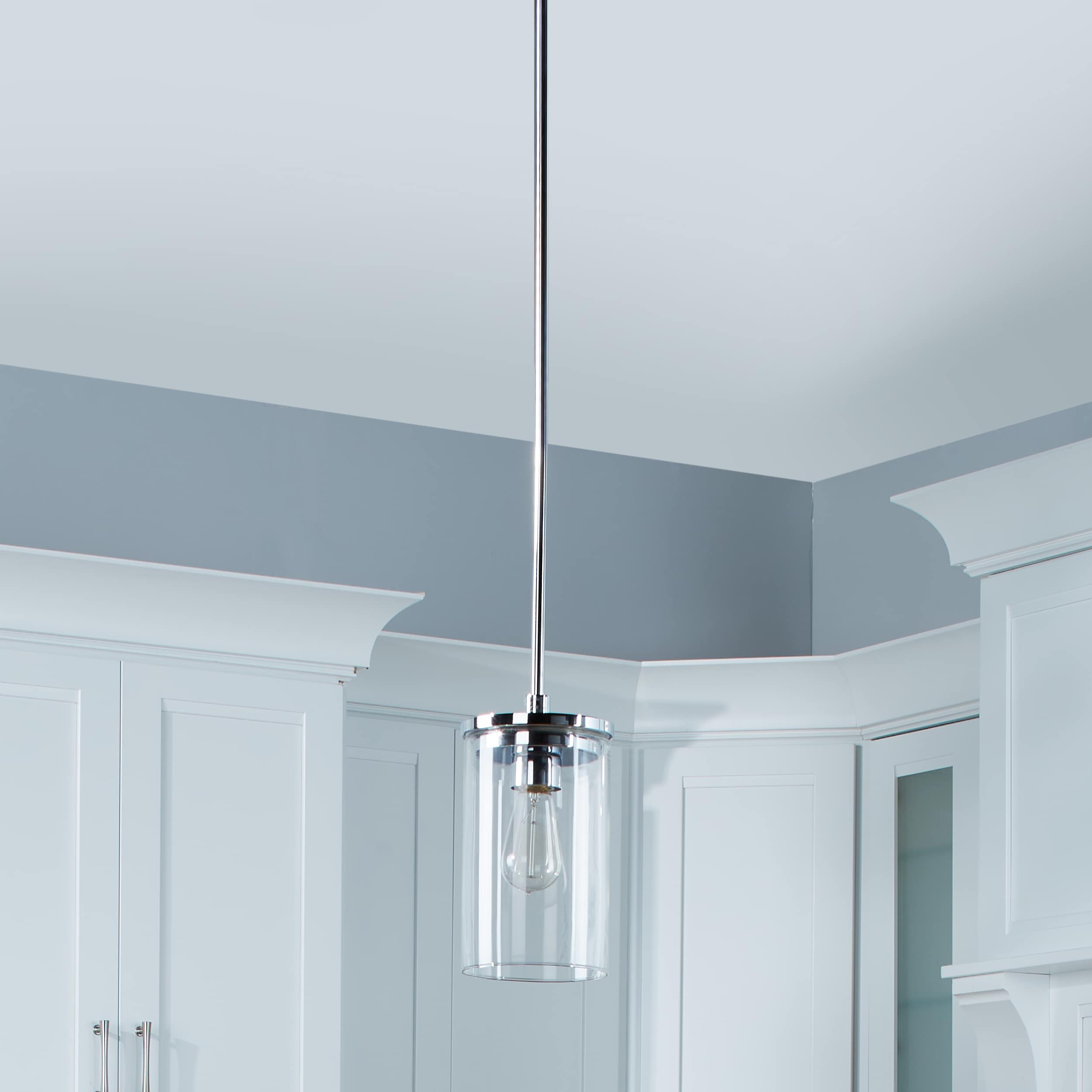 Kichler Crosby Chrome Transitional Clear Glass Cylinder Mini Hanging ...