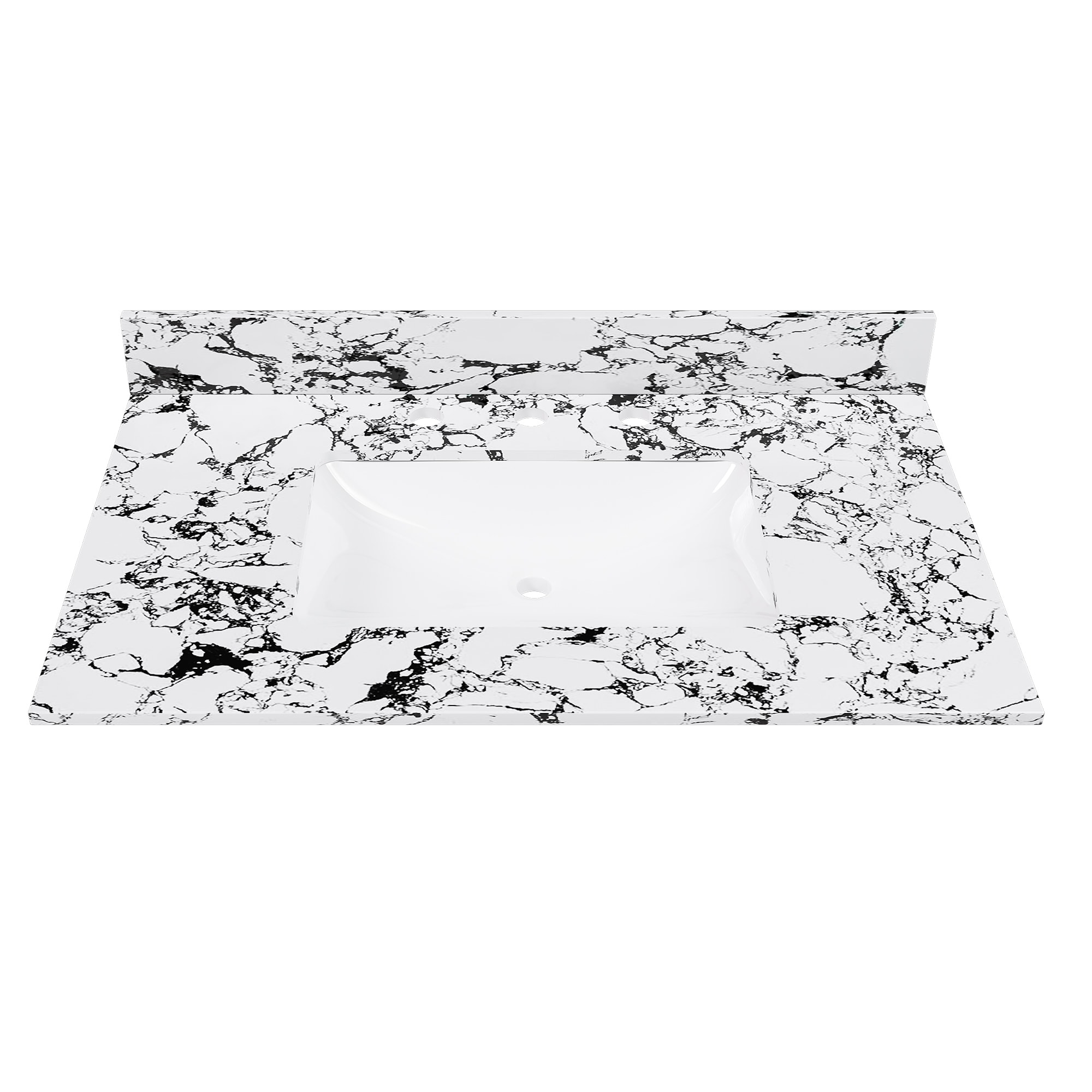 Vanityfus 37 Inch x 22 Inch Bathroom Vanity Top with Backsplash and 3 Holes - Carrara White