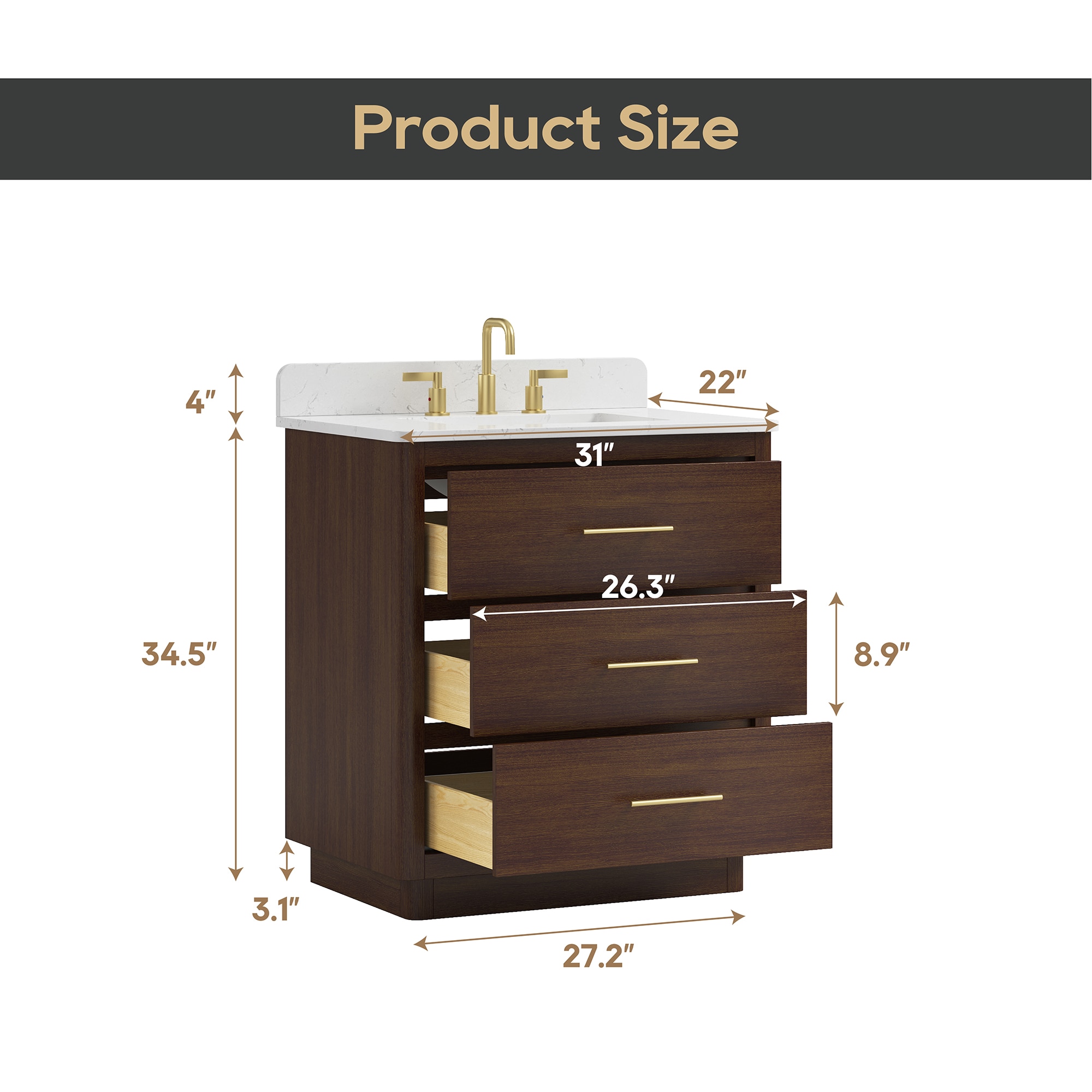 DELUXE LIVING V24002-30WT Bath-Vanity-Combo - View #6