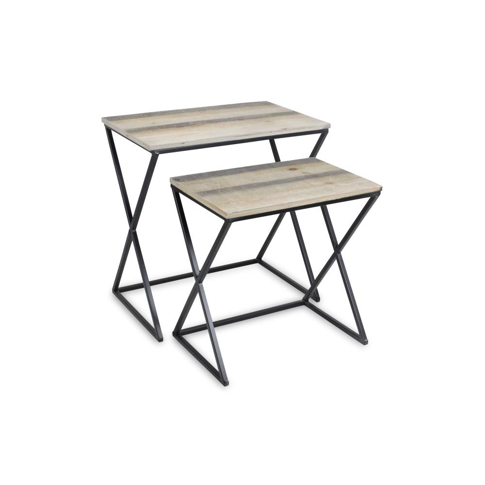 Cheung's 4585-2 Nesting Table 2-Piece Rustic Wood Fir Accent Table Set