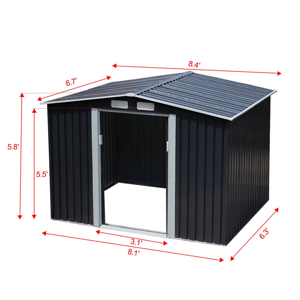 Jaxpety 8-ft x 6-ft Galvanized Steel Storage Shed in the Metal Storage ...