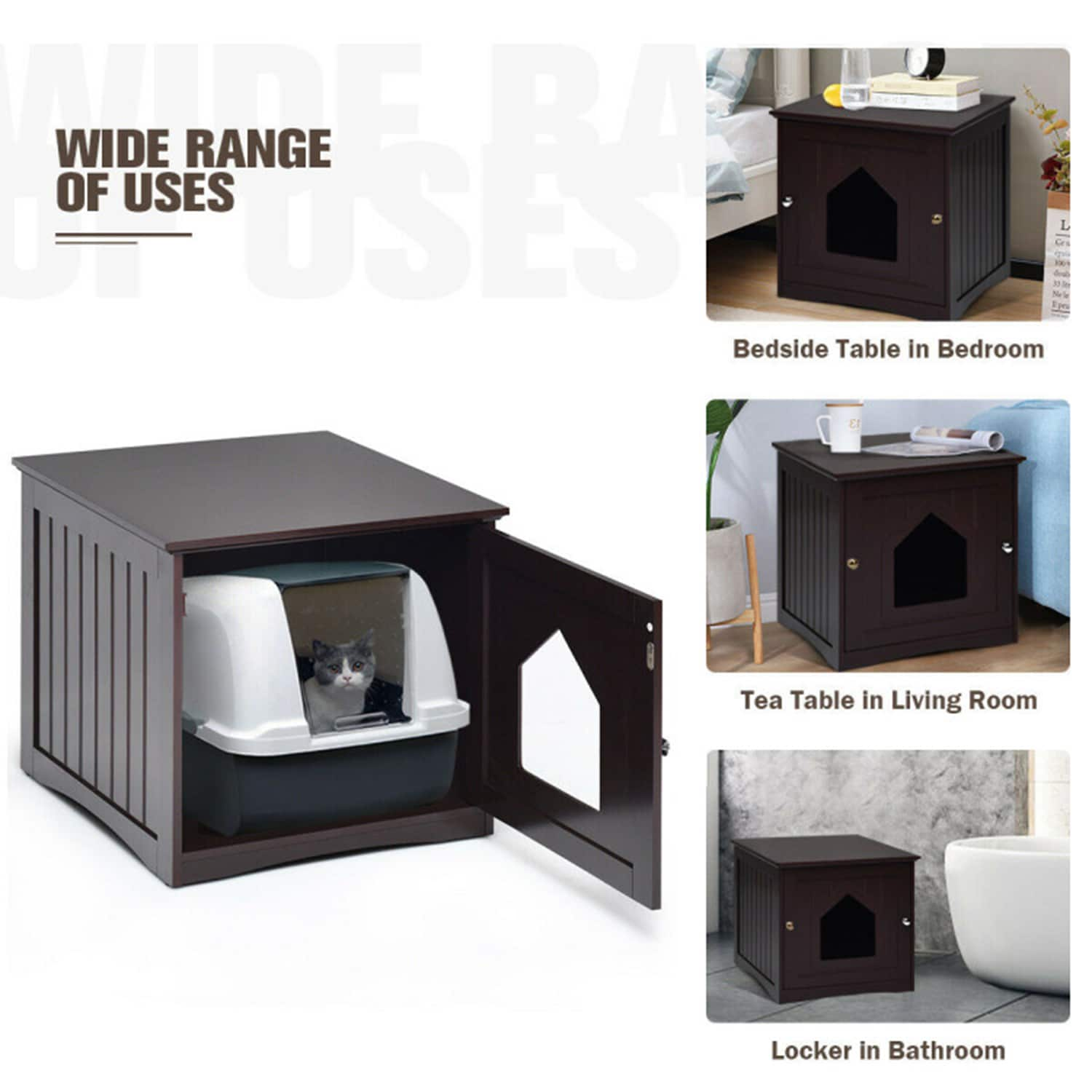 Mondawe Wood Indoor/Outdoor Large Cat House MO-HW66001BN at Lowes.com