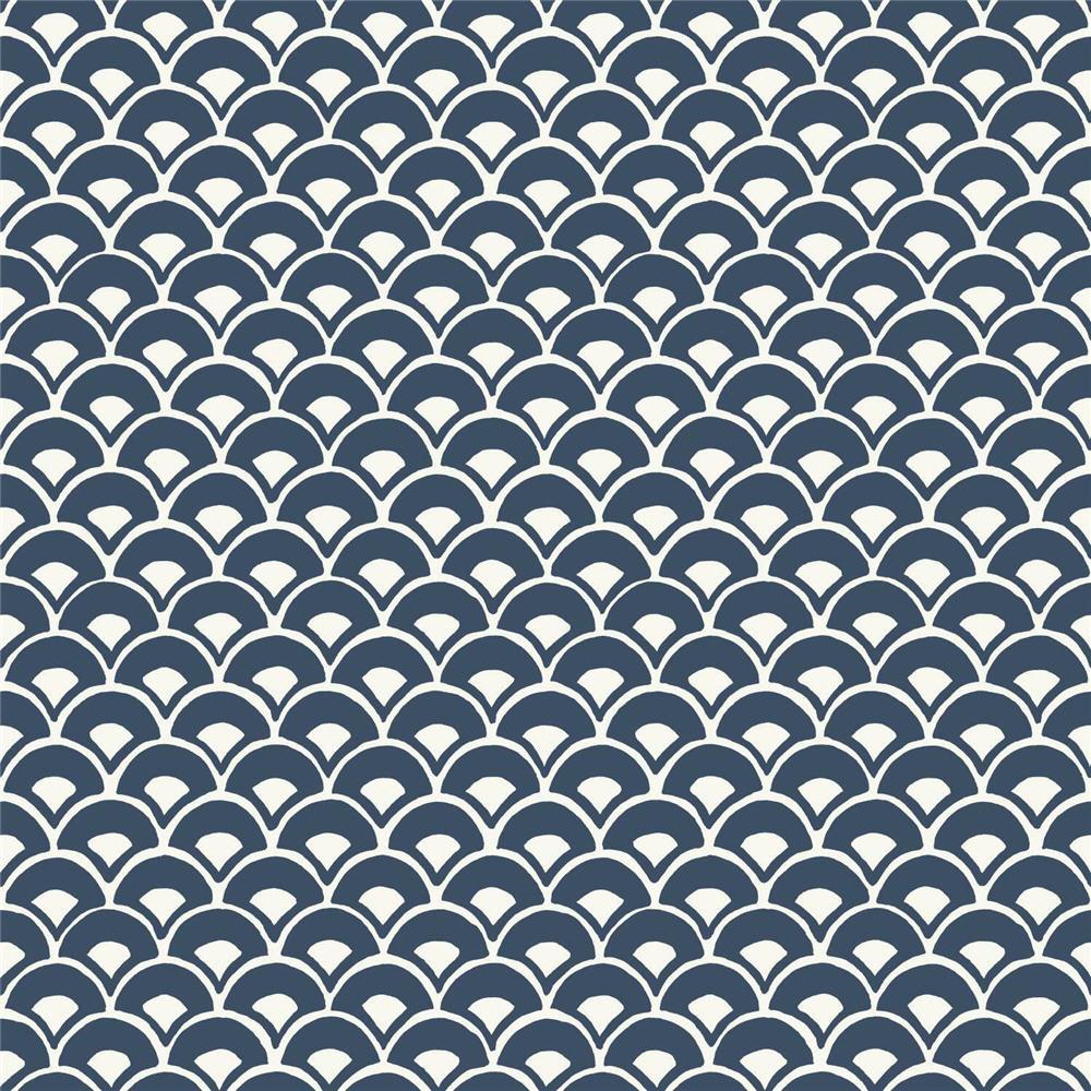 Magnolia Home MK1156 56-Sq. Feet Navy blue Paper Abstract Prepasted Soak and Hang Wallpaper