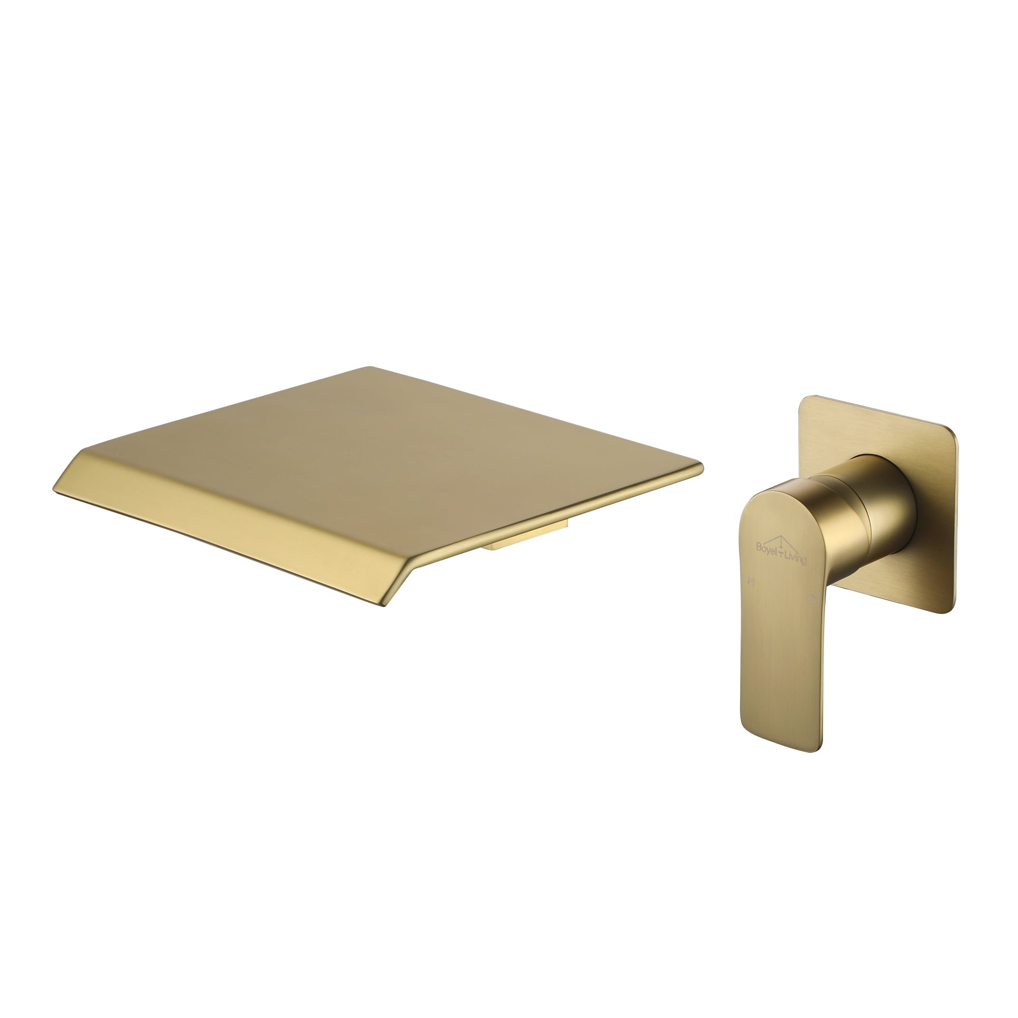 Clihome CSMD-BF24-16BG Brushed Gold Wall-mount 1-handle Waterfall Commercial/Residential Handle Bathroom Sink Faucet
