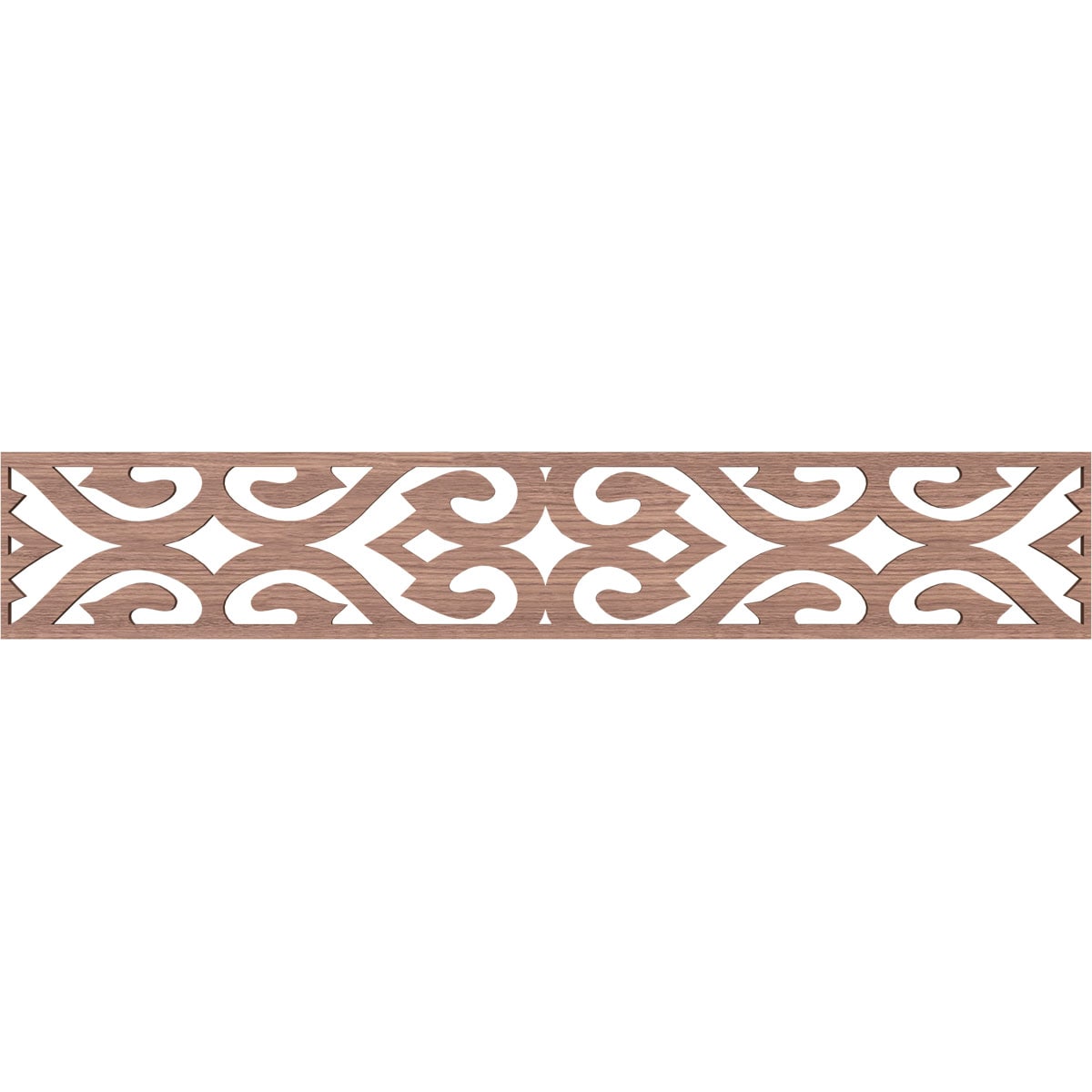 Ekena Millwork MLDB08X46KEEWA Keene Fretwork Flat Trim 8-in x 3.89-ft Walnut Brown Unfinished 2157475 Pierced Wall Panel Moulding