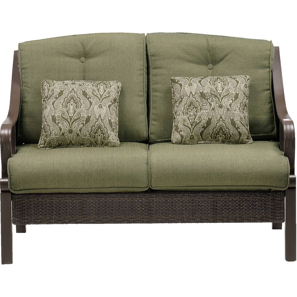 Hanover Ventura 4-Piece Patio Conversation Set with Green Cushions ...