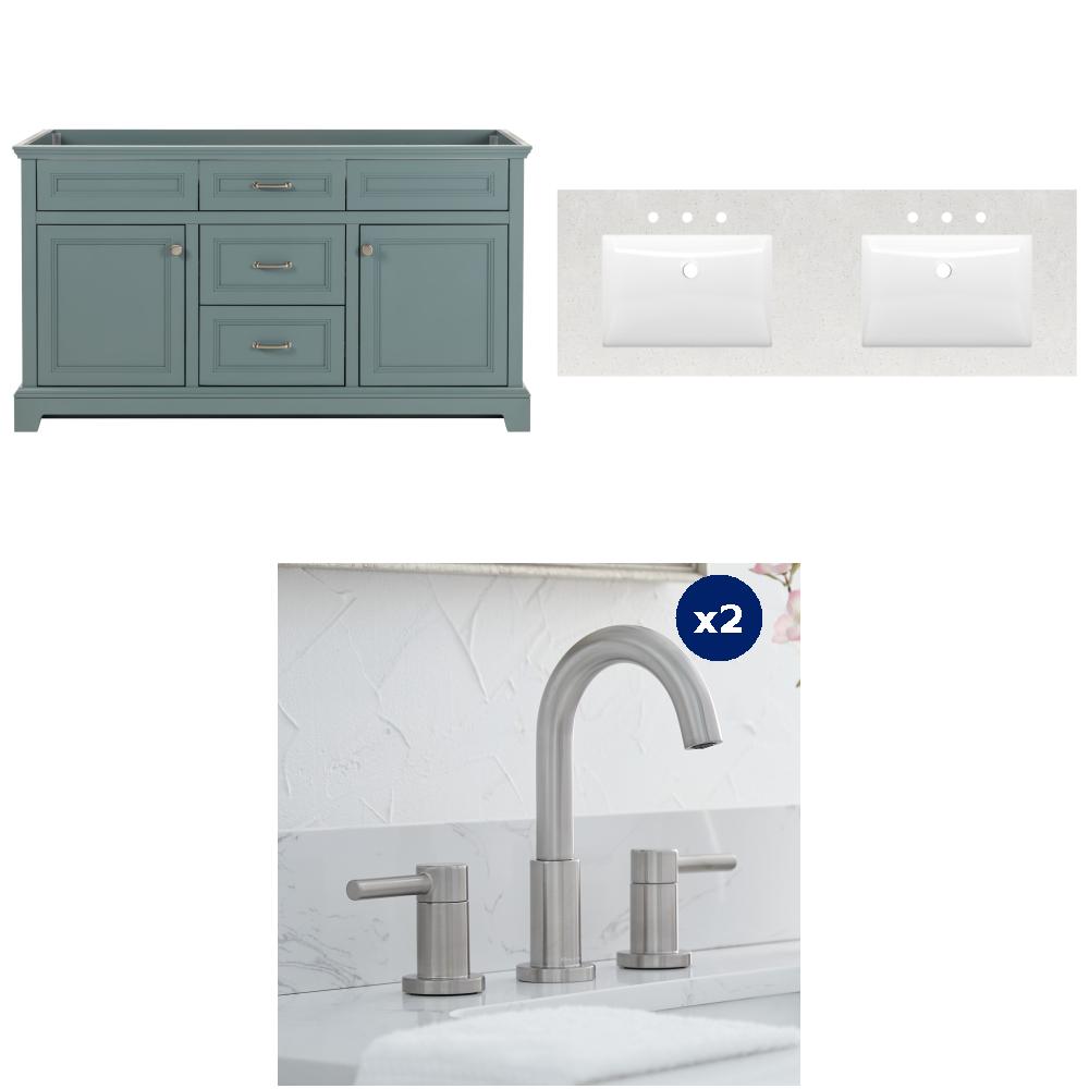 Style Selections  Merrill Jade 60-in Vanity Base, Top & Faucet Bundle