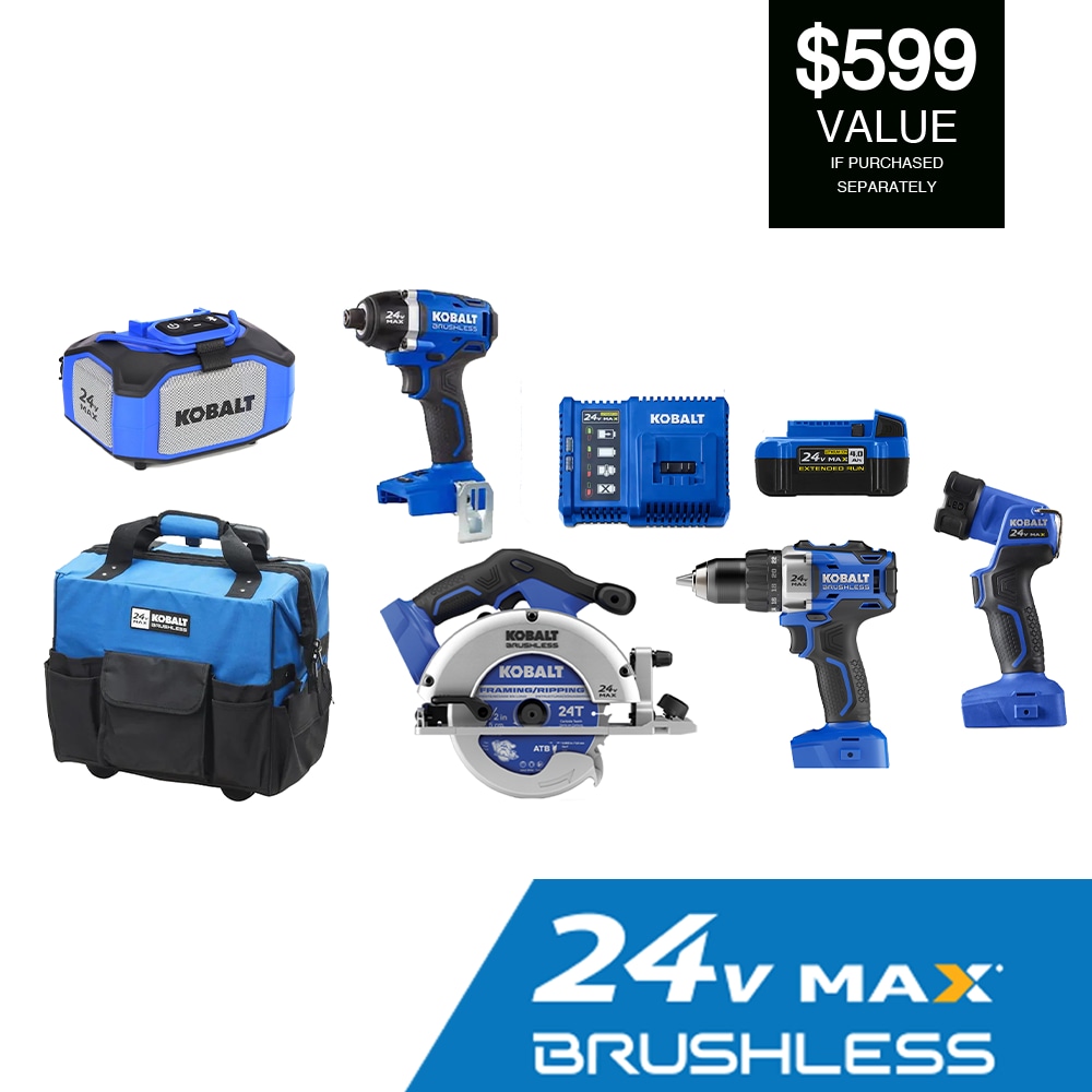 5-Tool Brushless Power Tool Combo Kit with Soft Rolling Case (1-Battery Included and Charger Included) | - Kobalt KLC 5124A-03