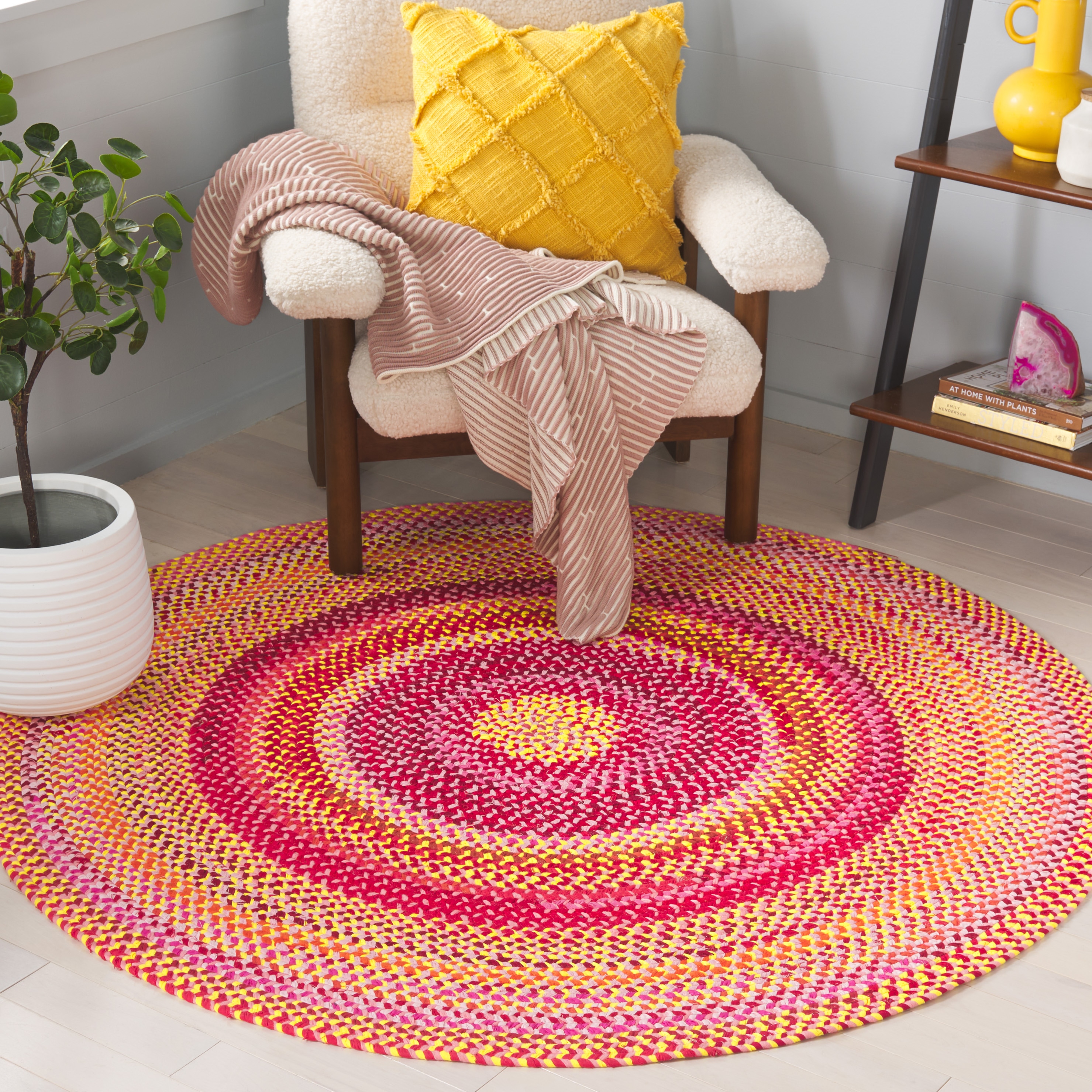 Braided 823Q Red/Orange 5ft x 5ft Bohemian Rug