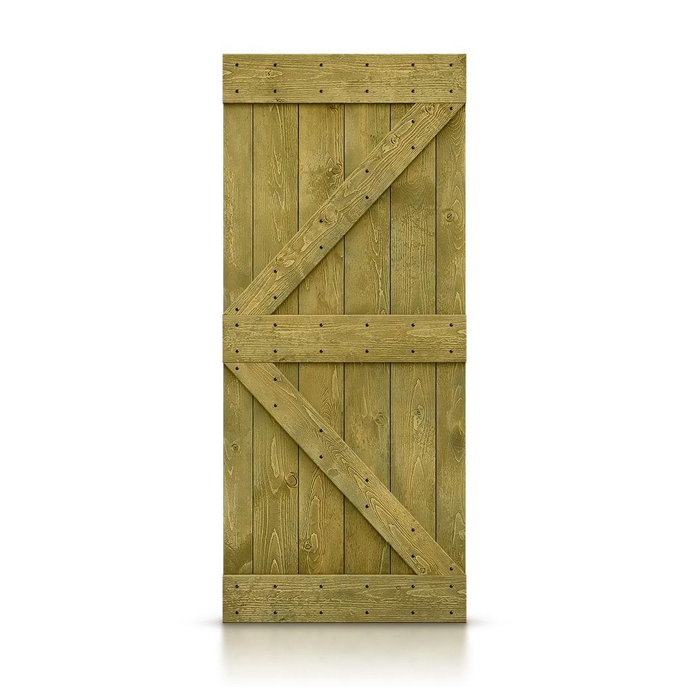CALHOME DOOR-DIY-K38DG 38-in x 84-in Jungle green Pine Wood Solid core Single Barn Door (Hardware Not Included)