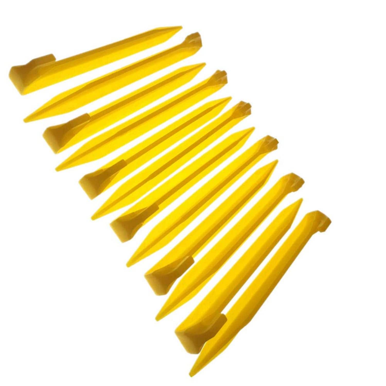 Angel Sar 9in L 12-Pack Heavy Duty Yellow Plastic Tent Stakes for Camping Outdoor Use