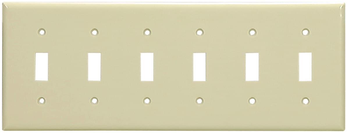 Eaton 2156V-BOX 6 -Gang Ivory Nylon Toggle Wall Plate