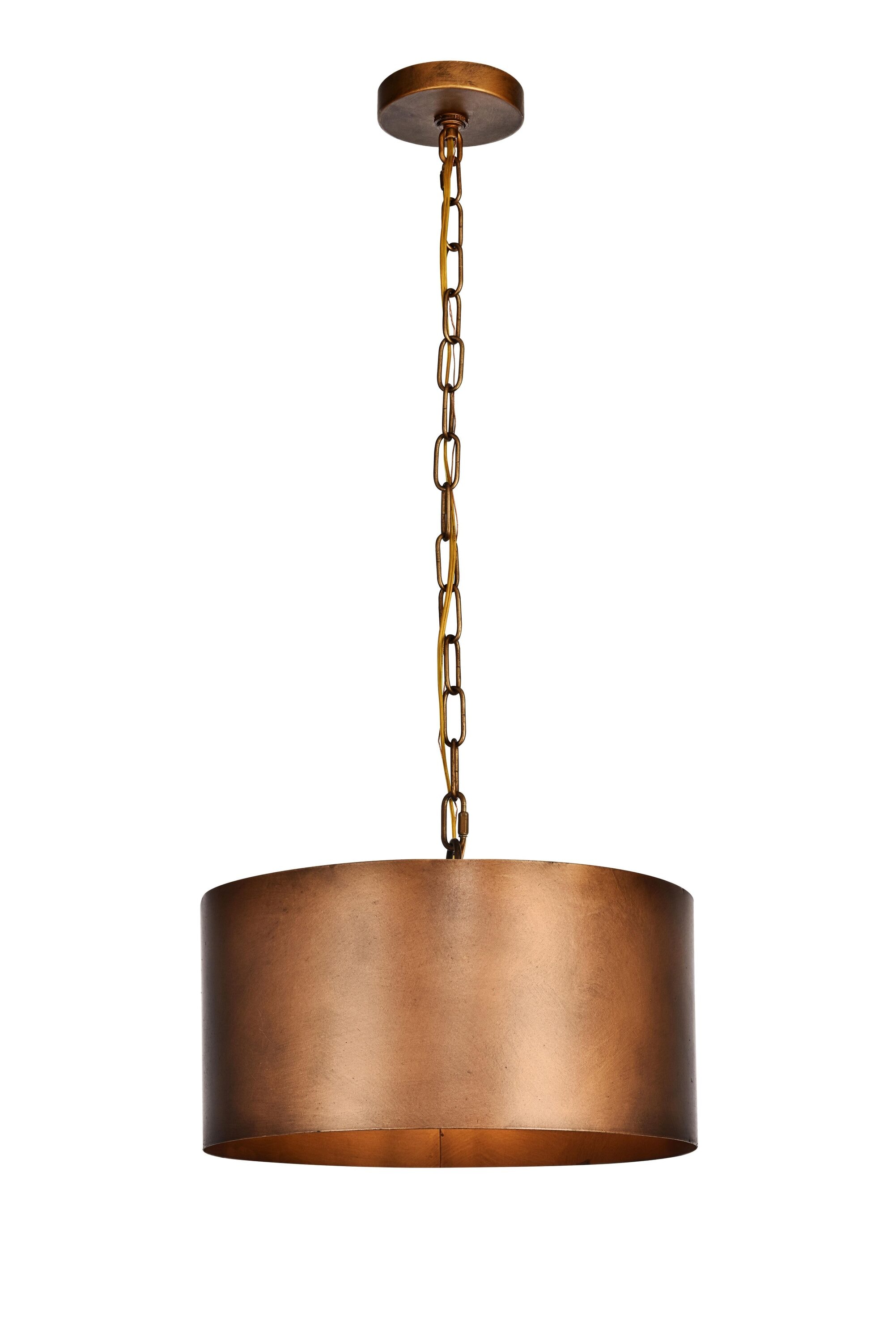 Elegant Decor HFDL18045D15BR Home Furnishing 1 -Light Manual Brass Transitional Drum Medium Hanging Pendant light