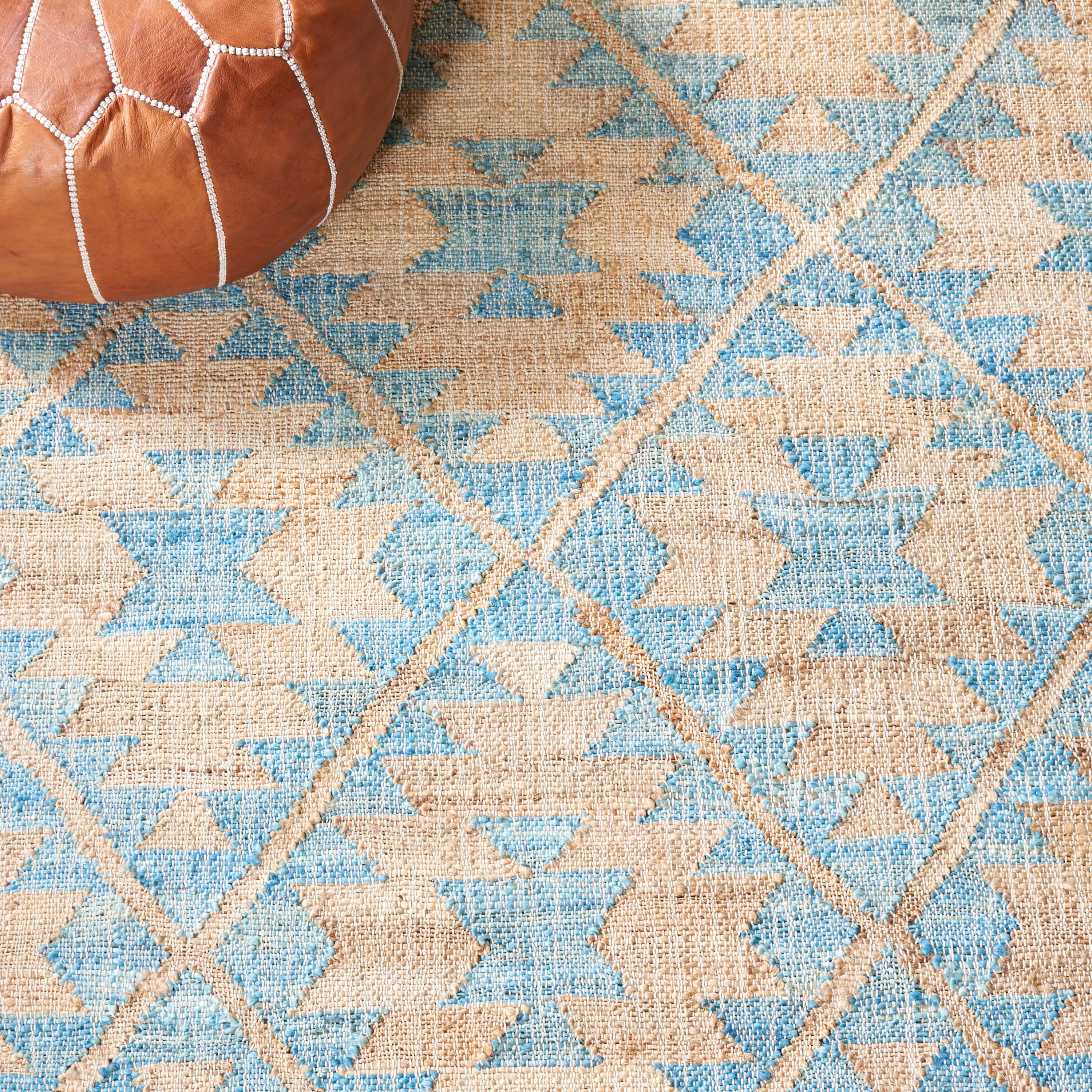 Handwoven Blue and Natural Tribal Flatweave Area Rug 5' x 8'