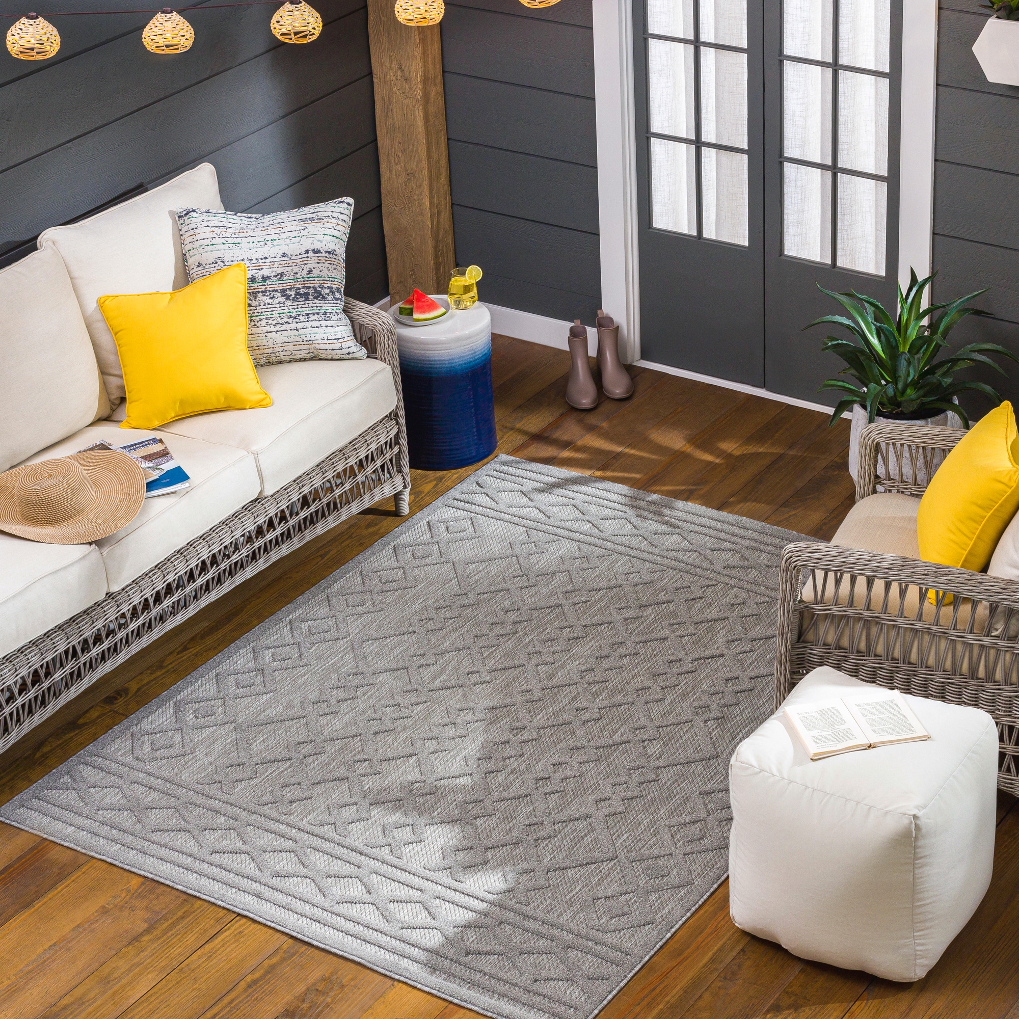 Livabliss SFG2310-71010 San Diego 8 x 10 (ft) Polypropylene Taupe Rectangular Indoor/Outdoor Tribal Moroccan Area rug