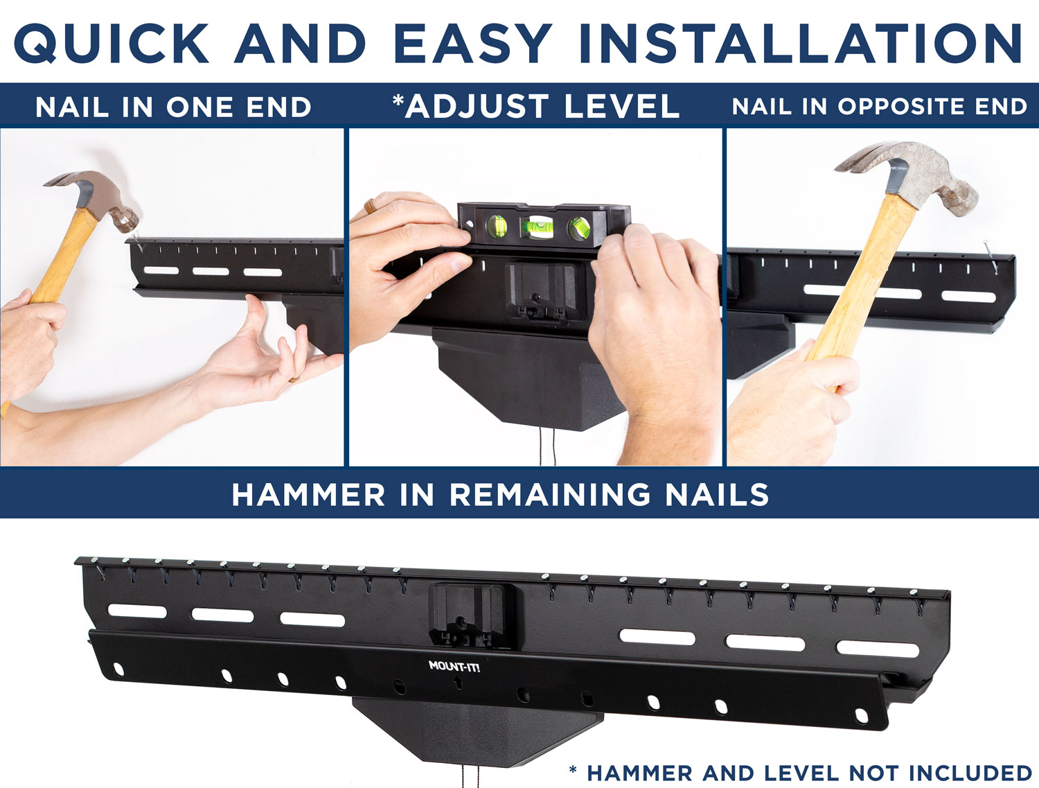 Mount-It! No Stud TV Wall Mount, Low-Profile Tilting Hanger Mount for No Drill Dry Wall Installation