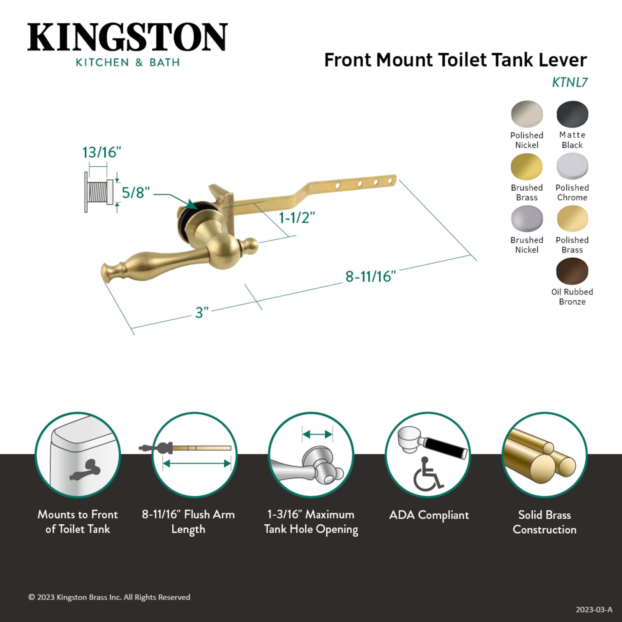 Elements of Design EKTNL5 Flush-Lever - View #2